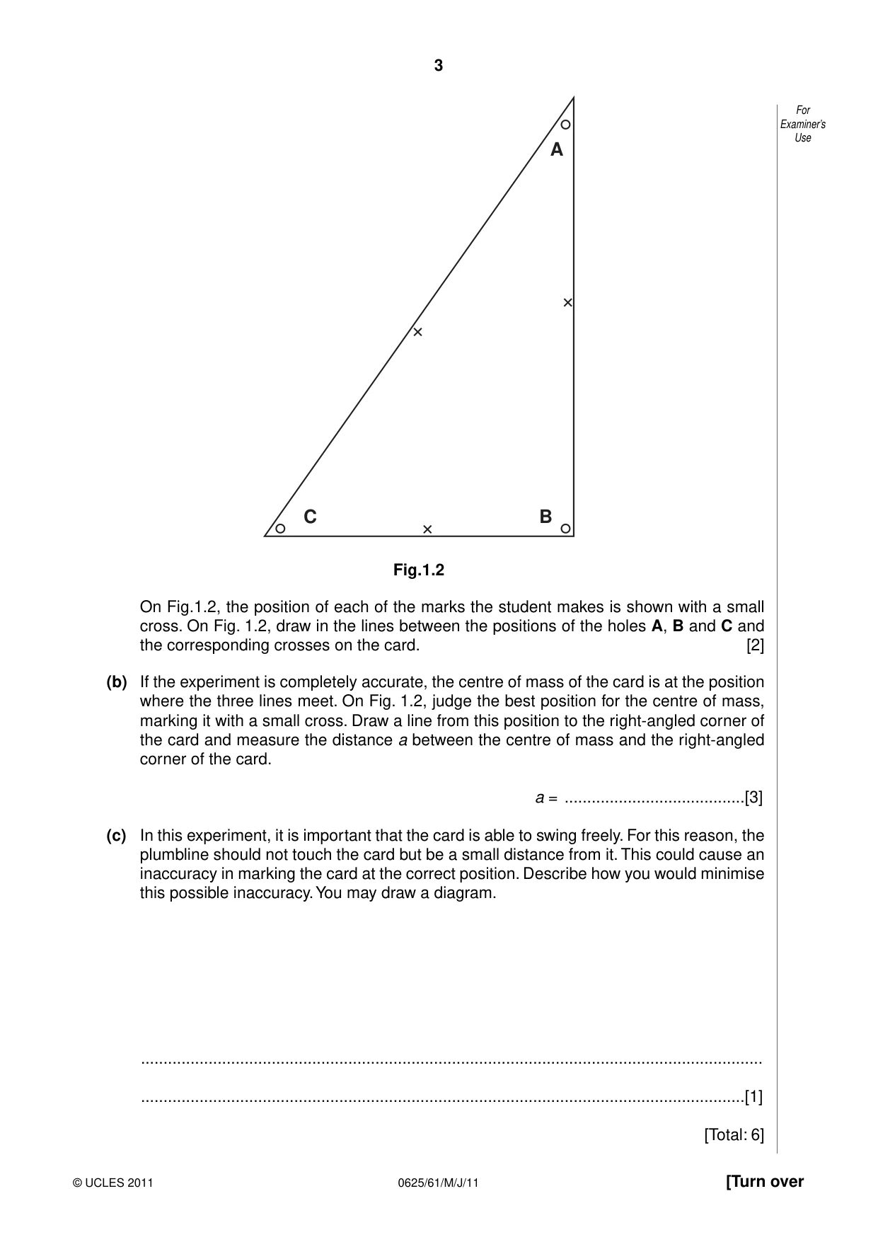 Cambridge IGCSE Physics 0625 2011 May/June Paper 6 · Variant 1 question paper, page 3 of 12