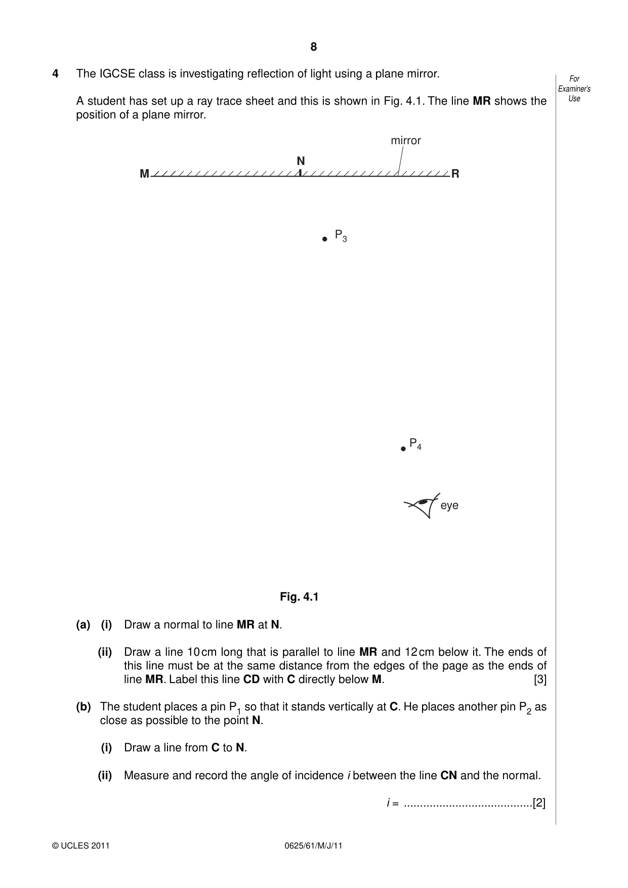 Cambridge IGCSE Physics 0625 2011 May/June Paper 6 · Variant 1 question paper, page 8 of 12