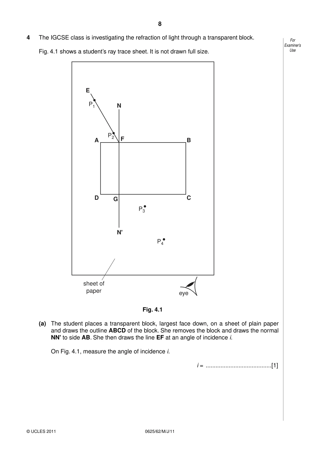 Cambridge IGCSE Physics 0625 2011 May/June Paper 6 · Variant 2 question paper, page 8 of 12