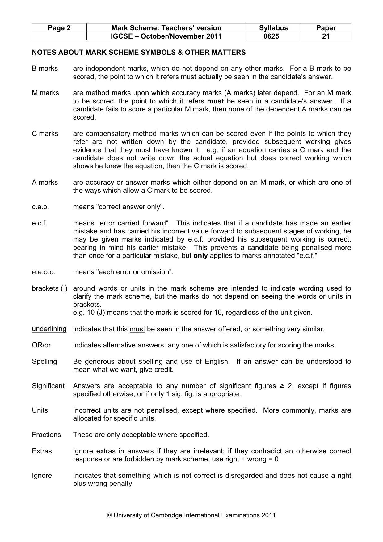 Mark scheme, page 2 of 7