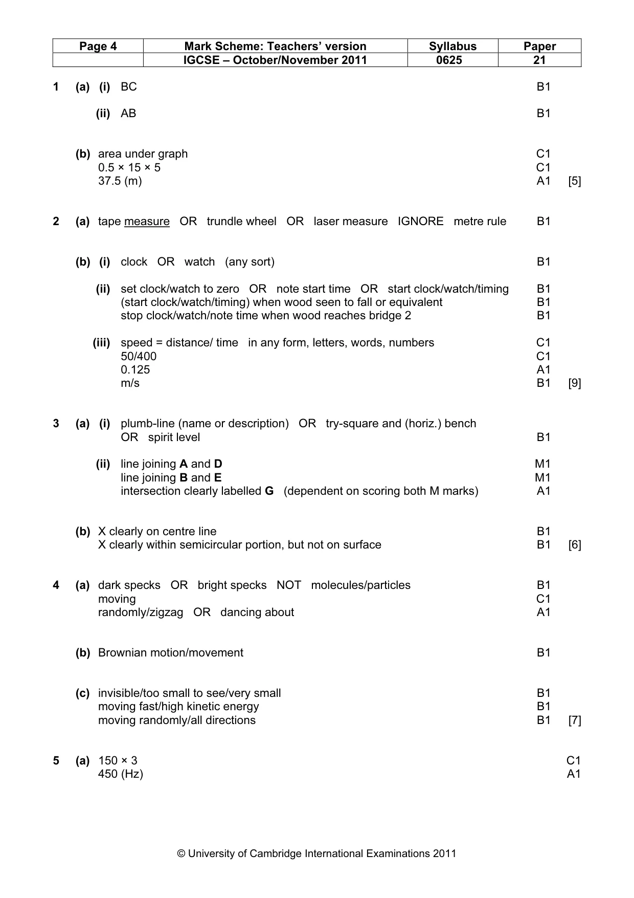Mark scheme, page 4 of 7