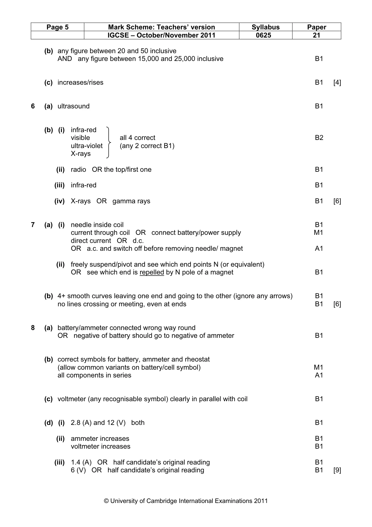Mark scheme, page 5 of 7