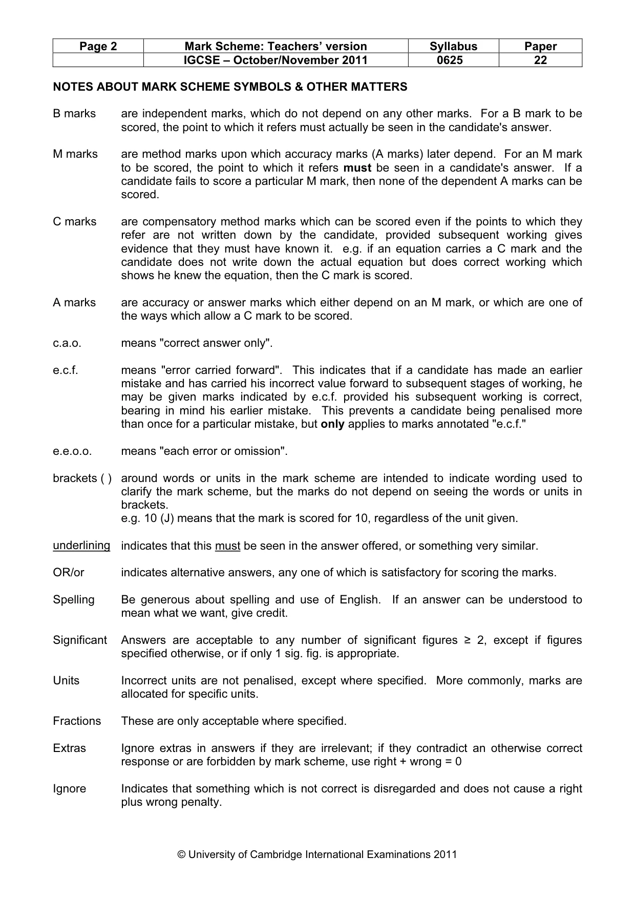 Mark scheme, page 2 of 7