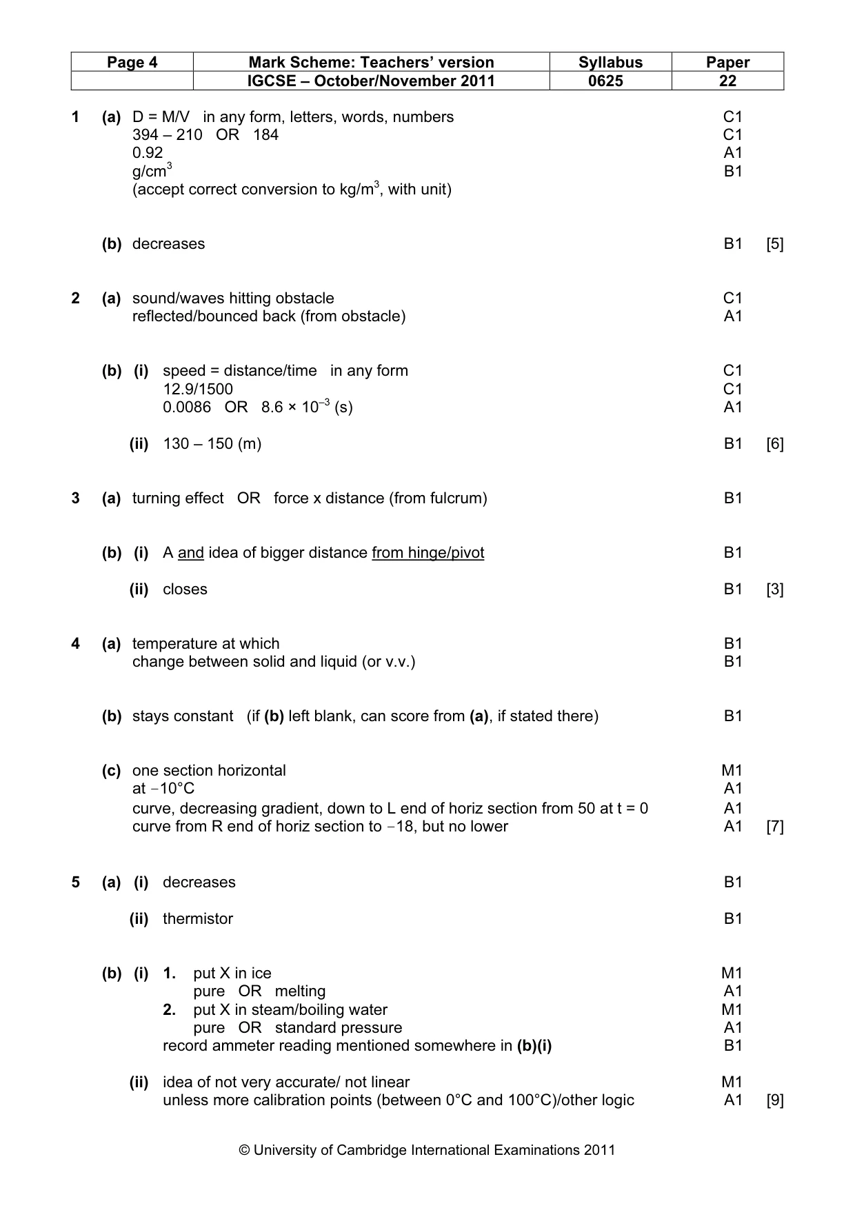 Mark scheme, page 4 of 7