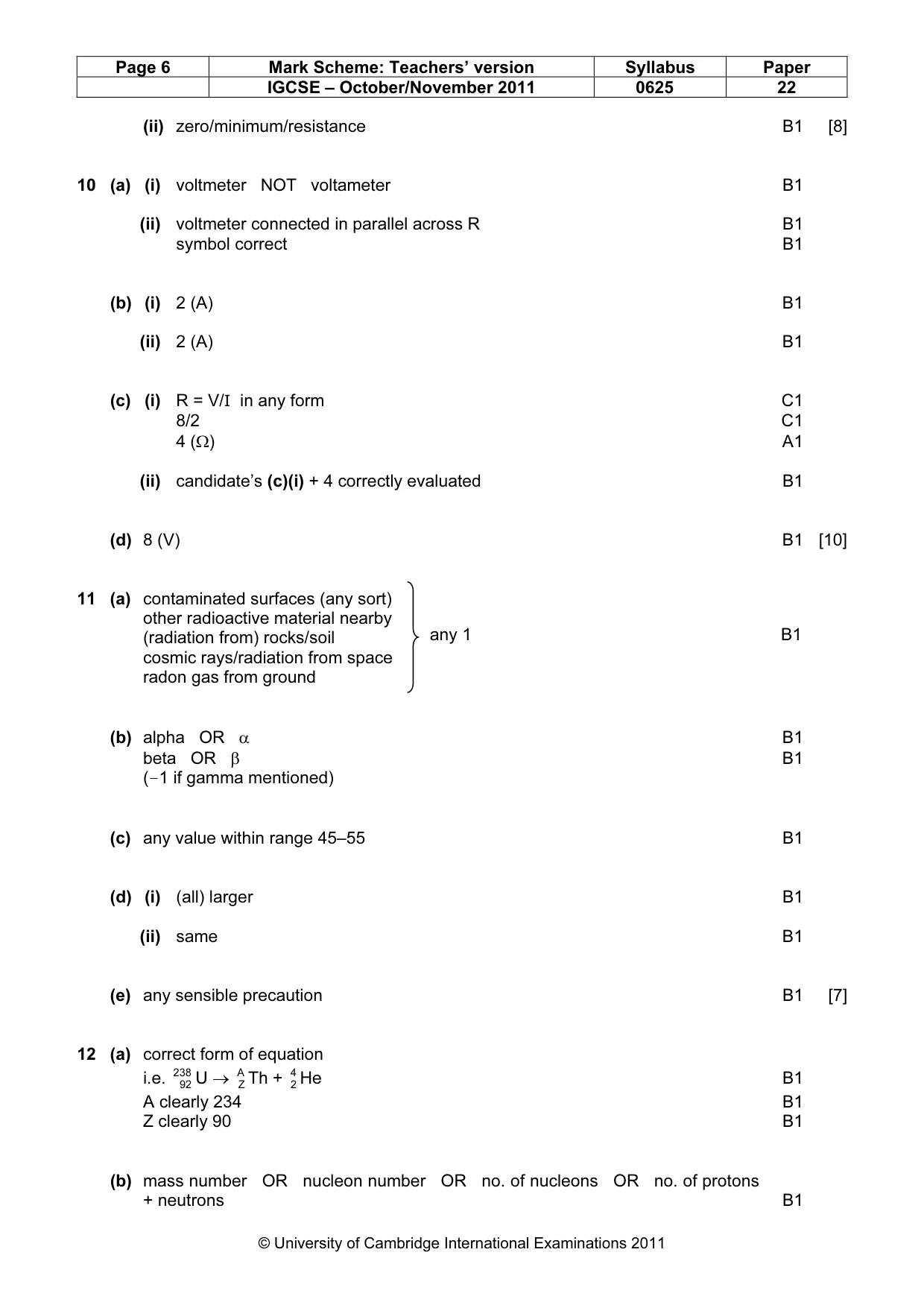 Mark scheme, page 6 of 7