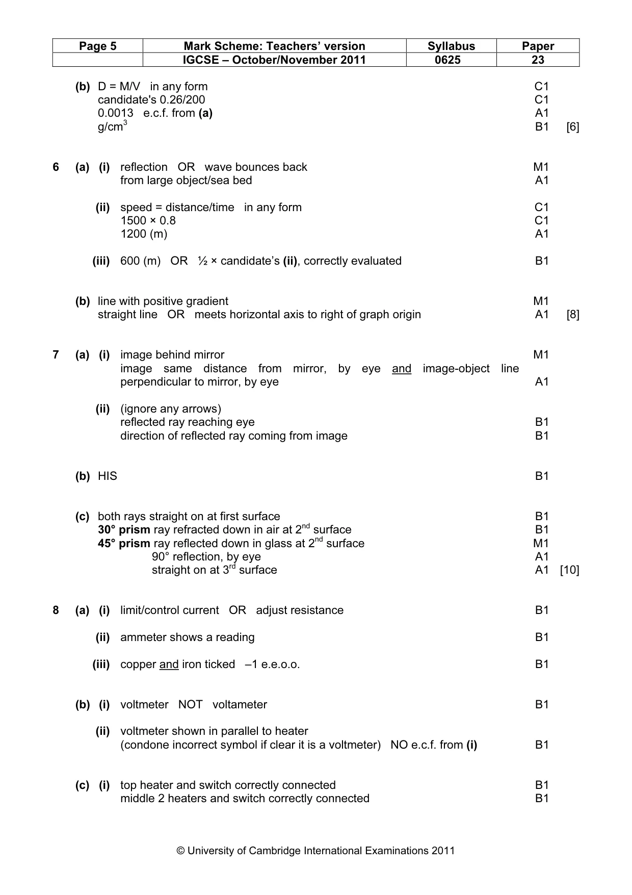 Mark scheme, page 5 of 7
