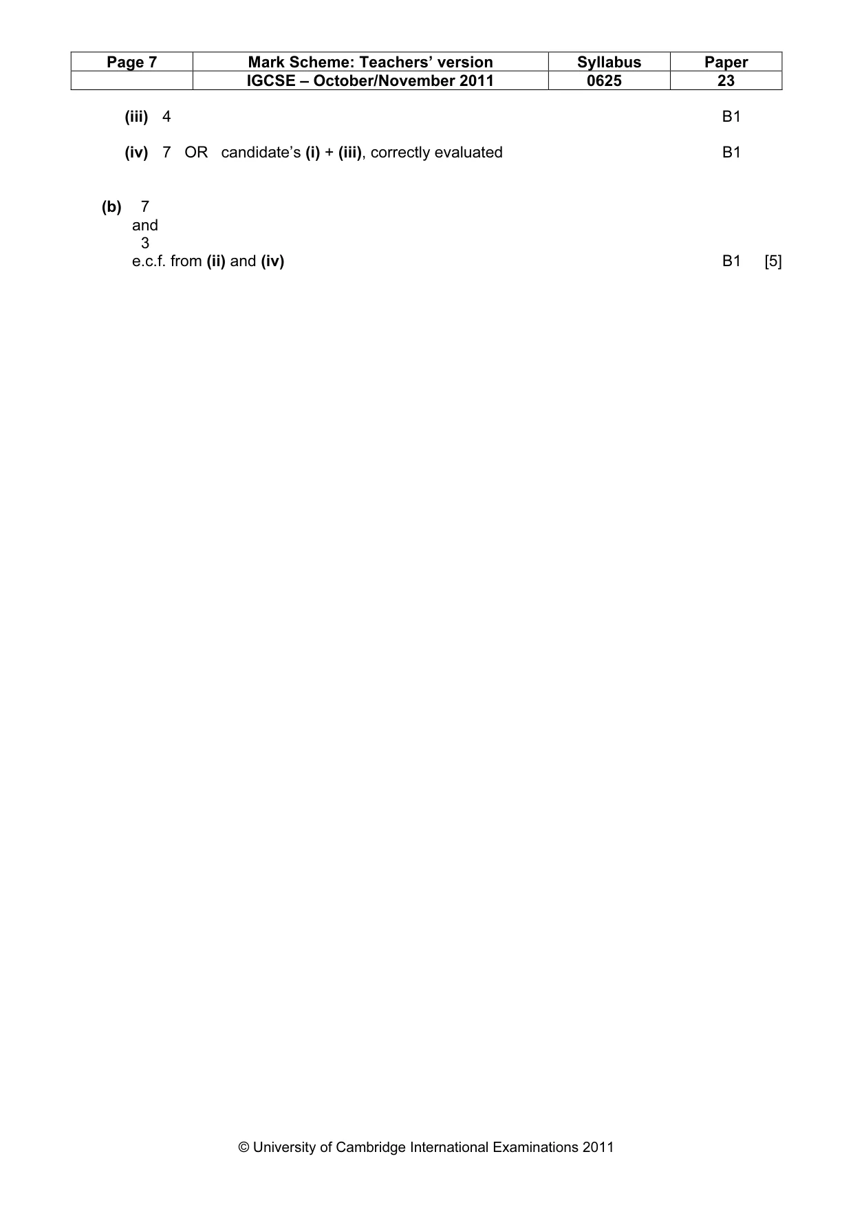 Mark scheme, page 7 of 7
