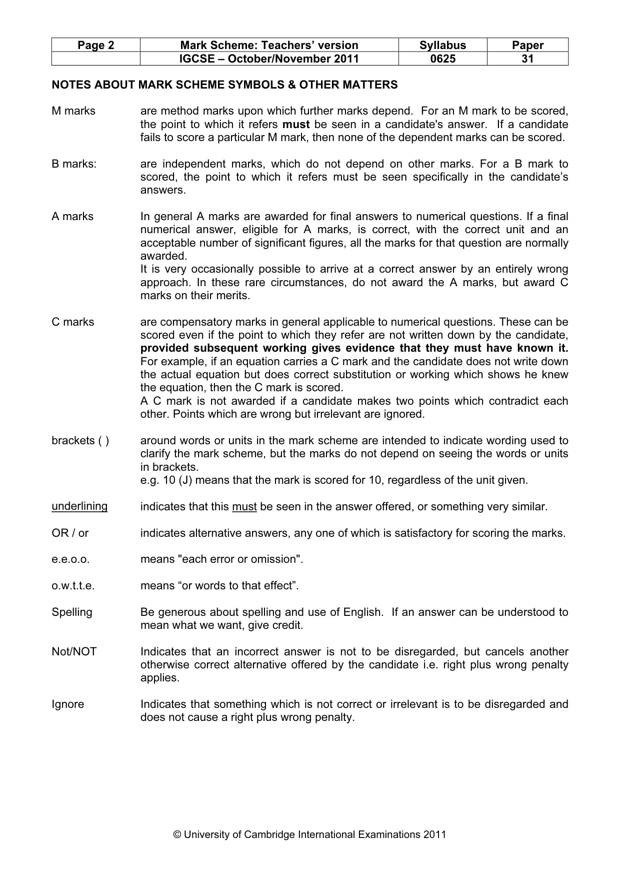 Mark scheme, page 2 of 8