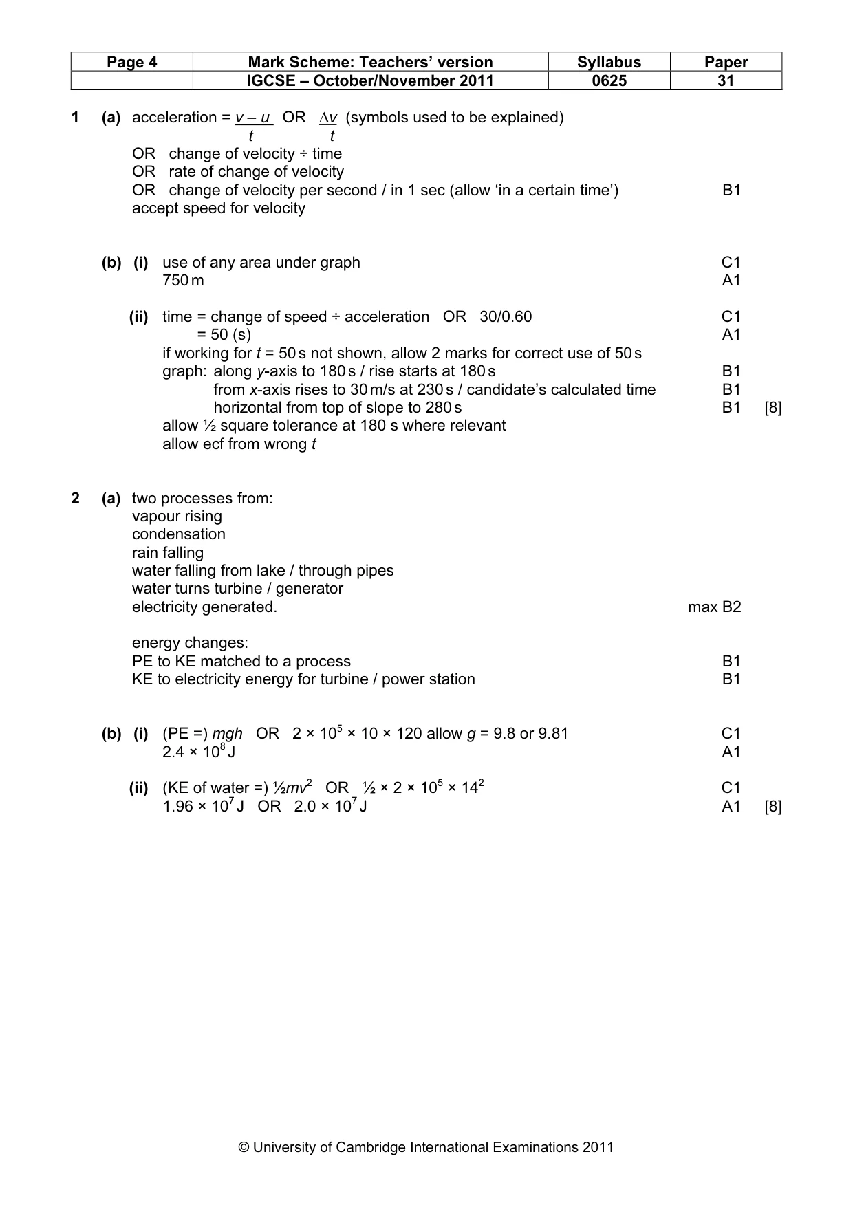 Mark scheme, page 4 of 8