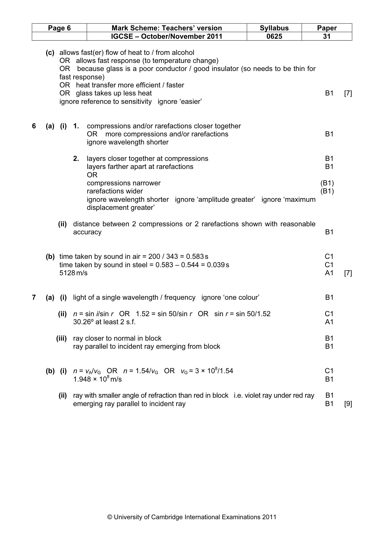Mark scheme, page 6 of 8