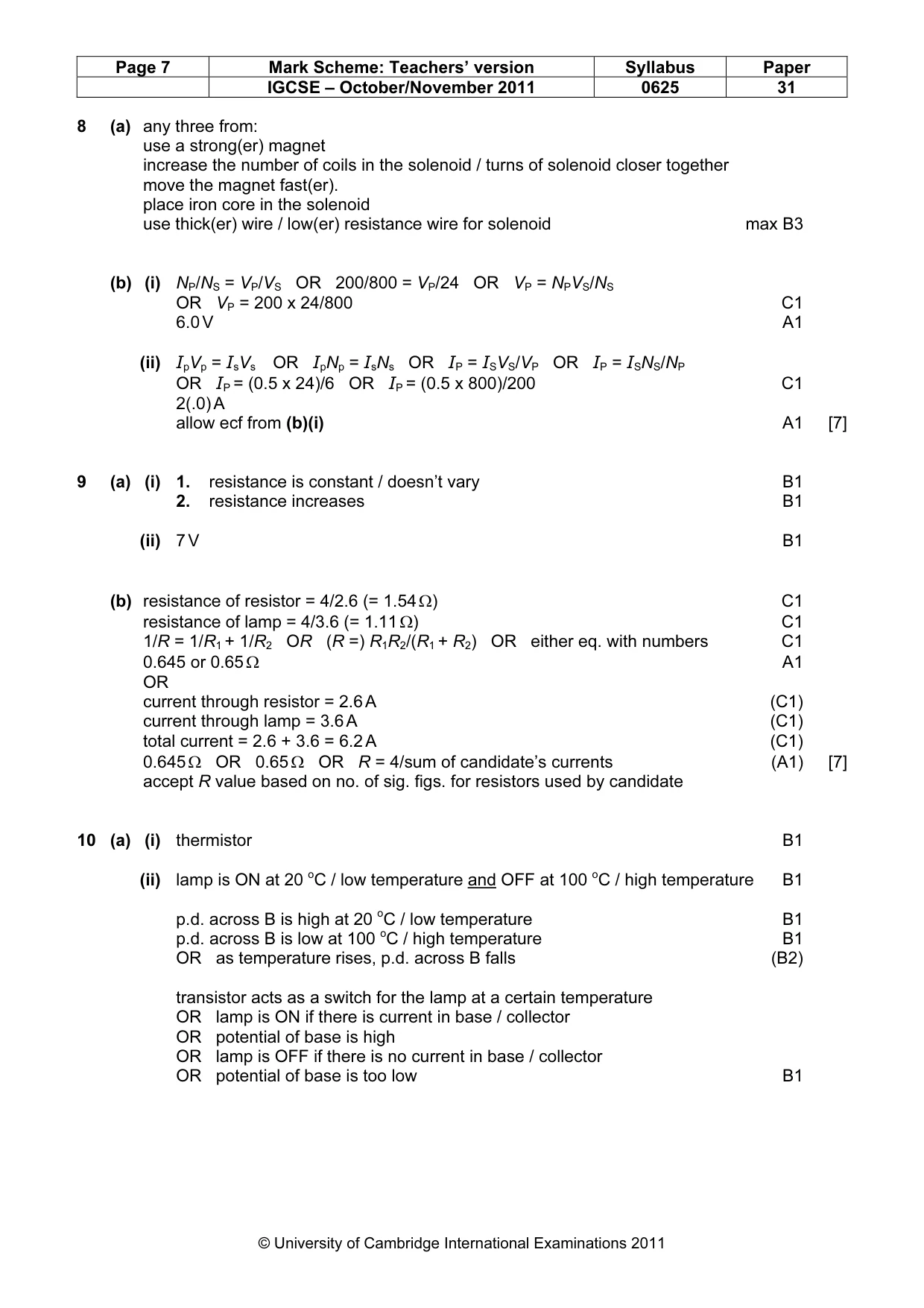 Mark scheme, page 7 of 8