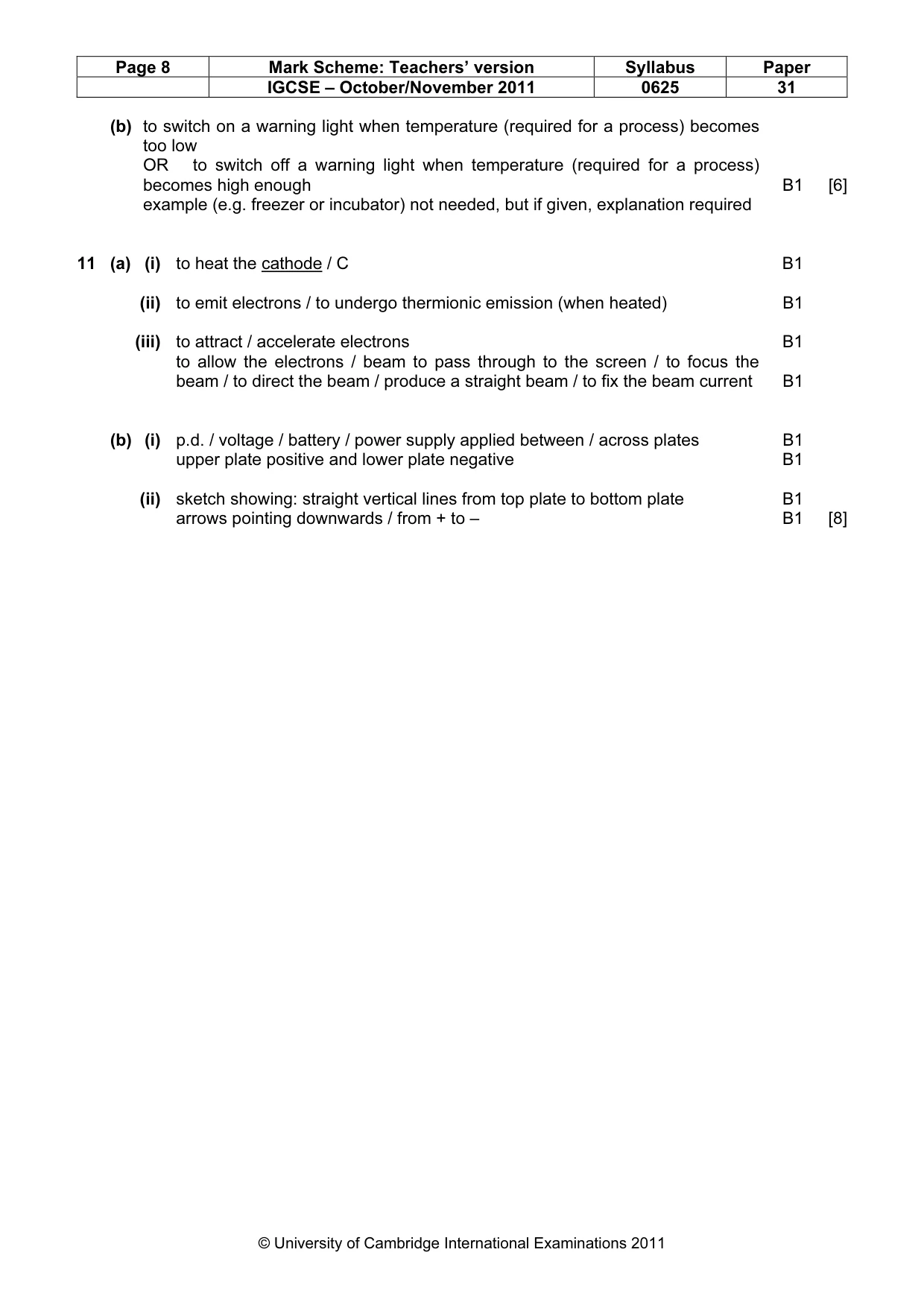 Mark scheme, page 8 of 8
