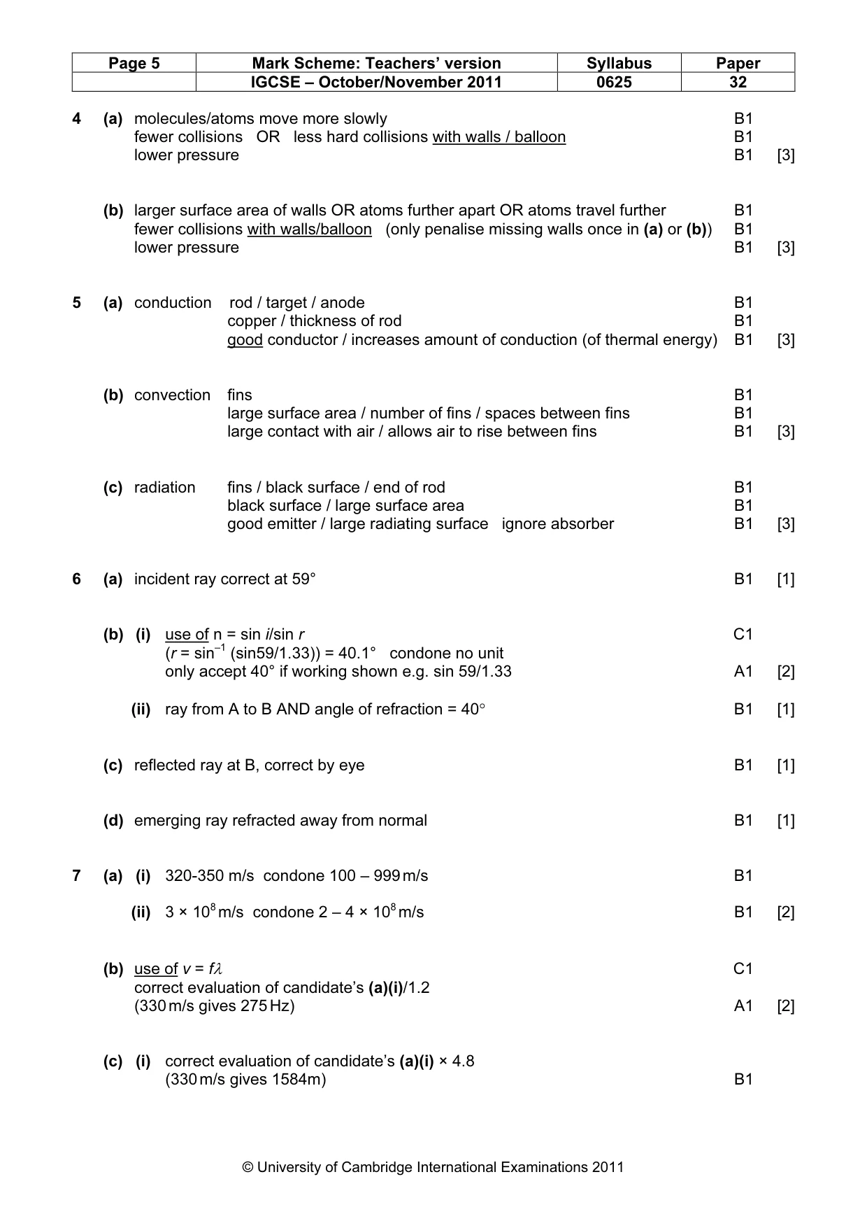 Mark scheme, page 5 of 7