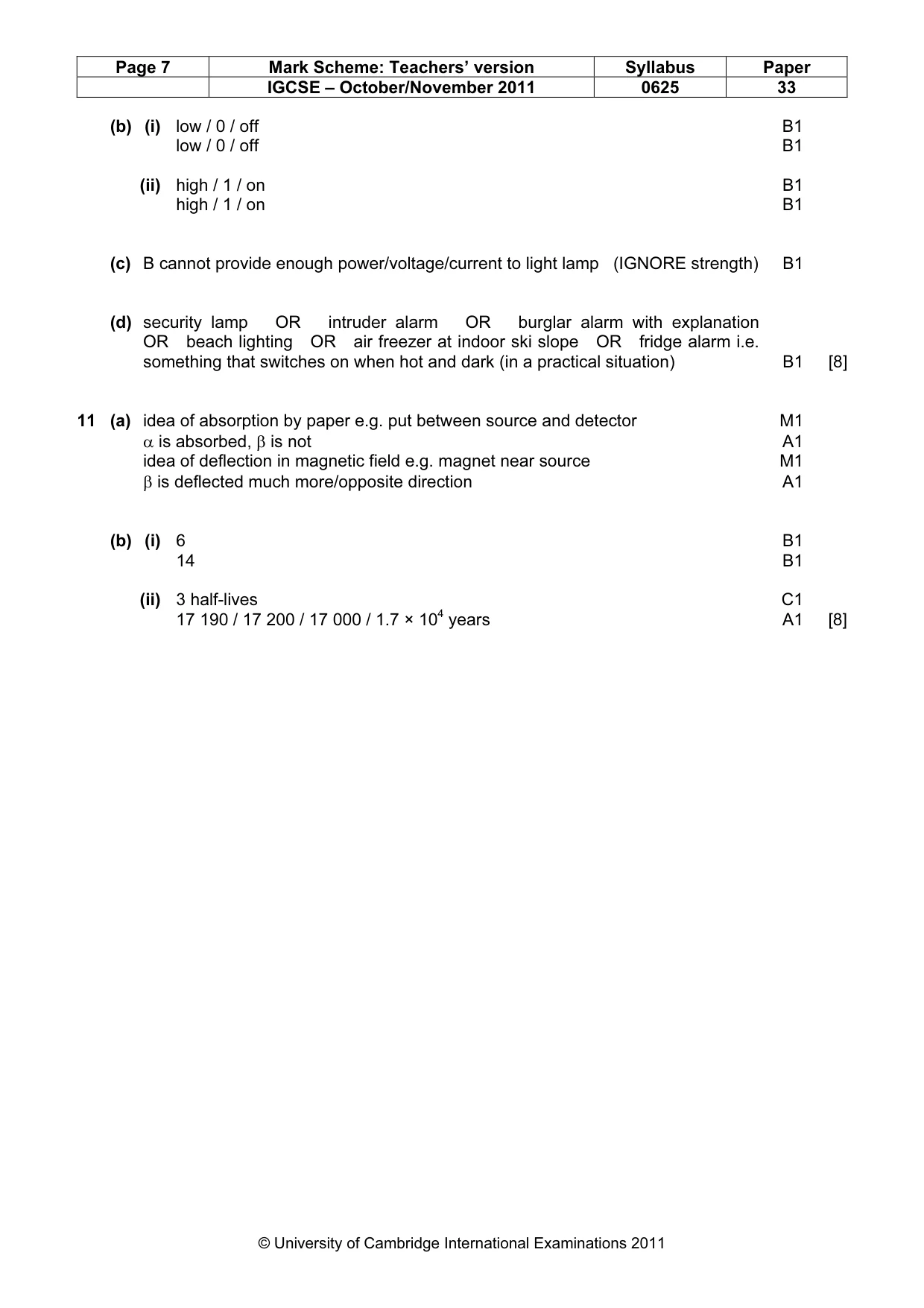 Mark scheme, page 7 of 7