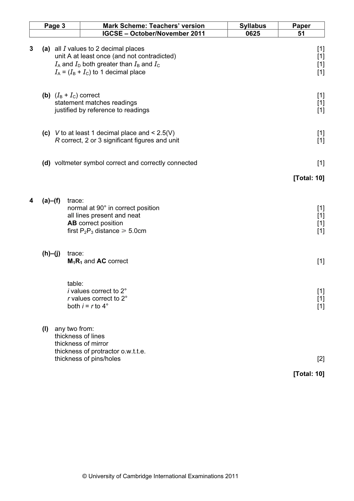 Mark scheme, page 3 of 3