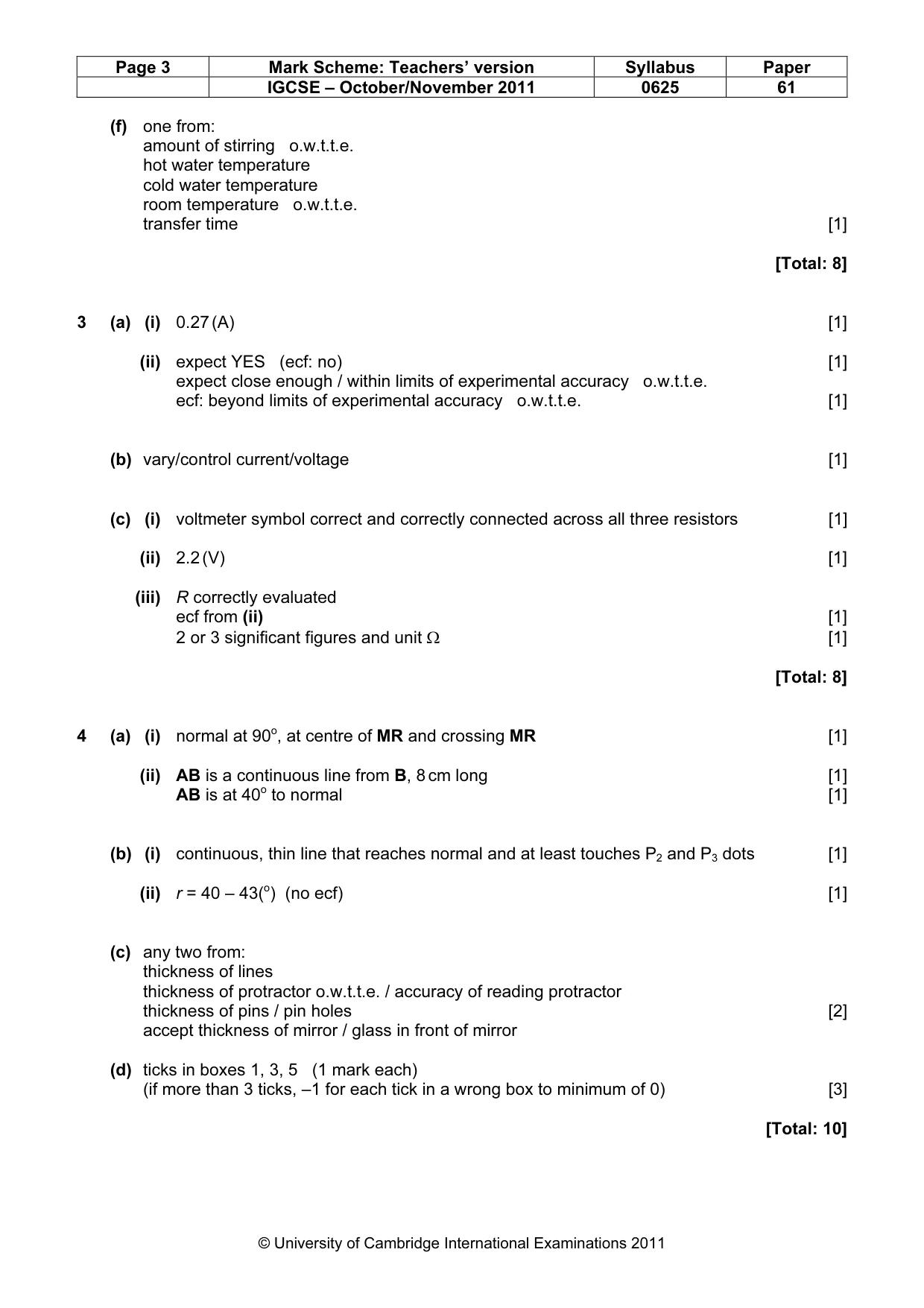 Mark scheme, page 3 of 4