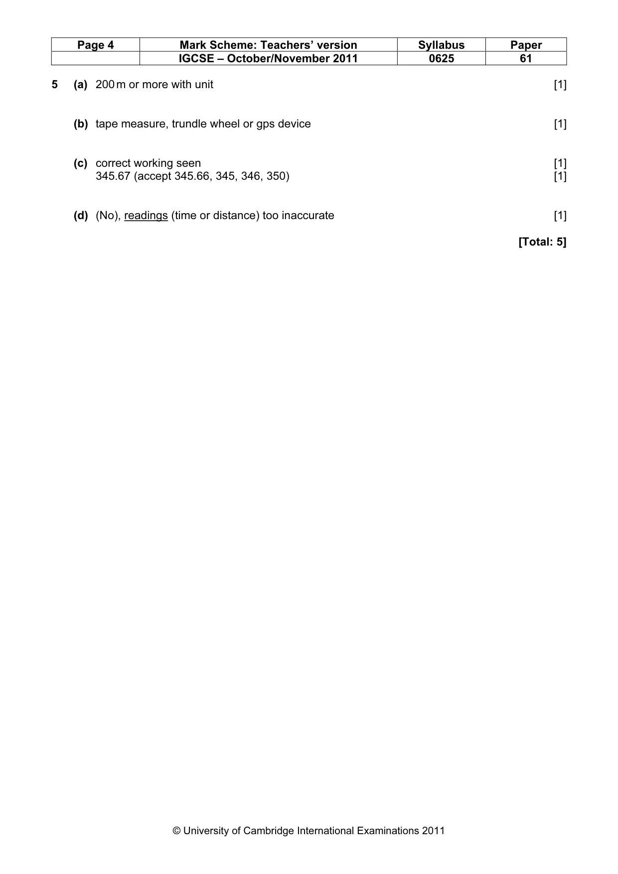 Mark scheme, page 4 of 4
