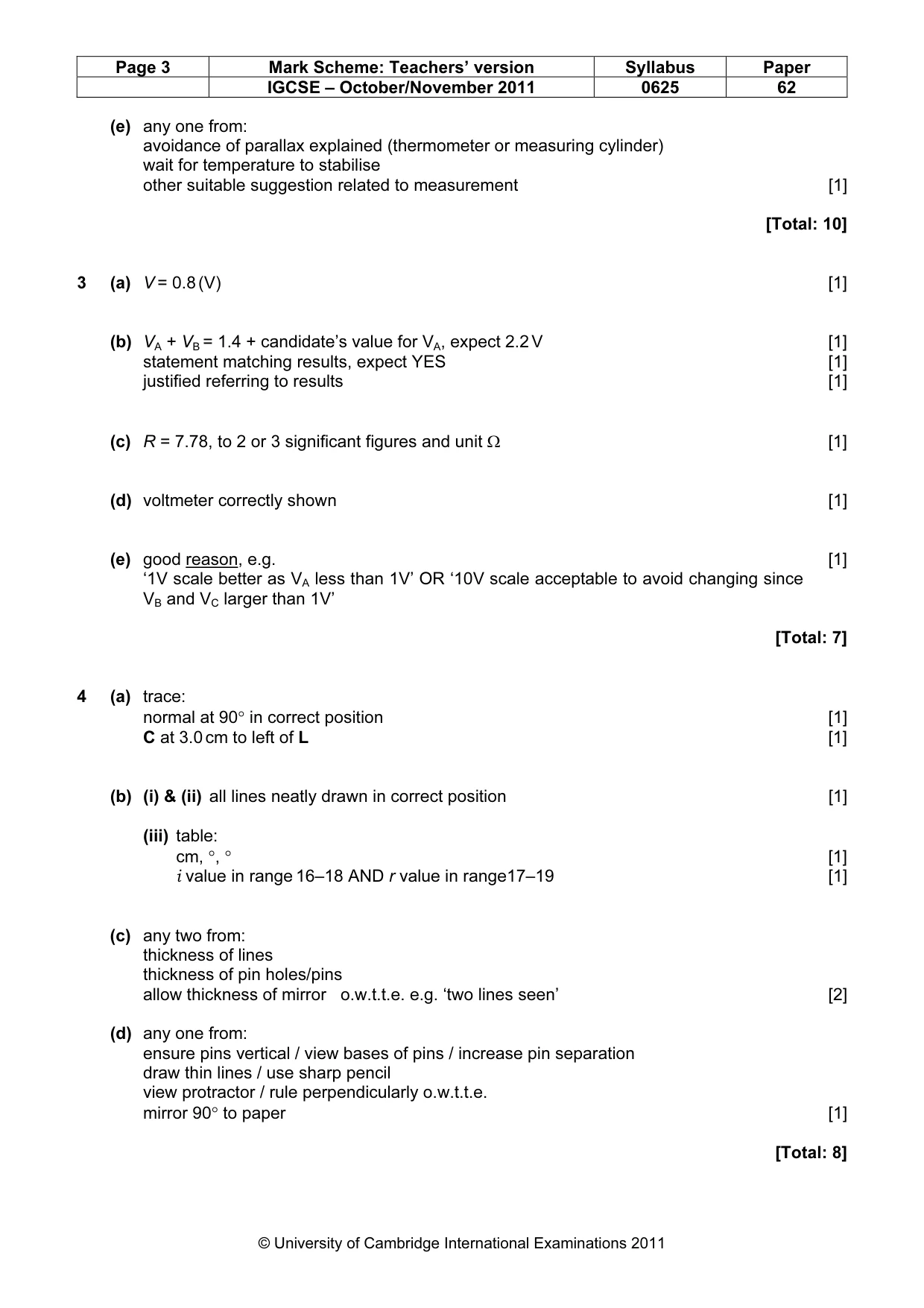 Mark scheme, page 3 of 4