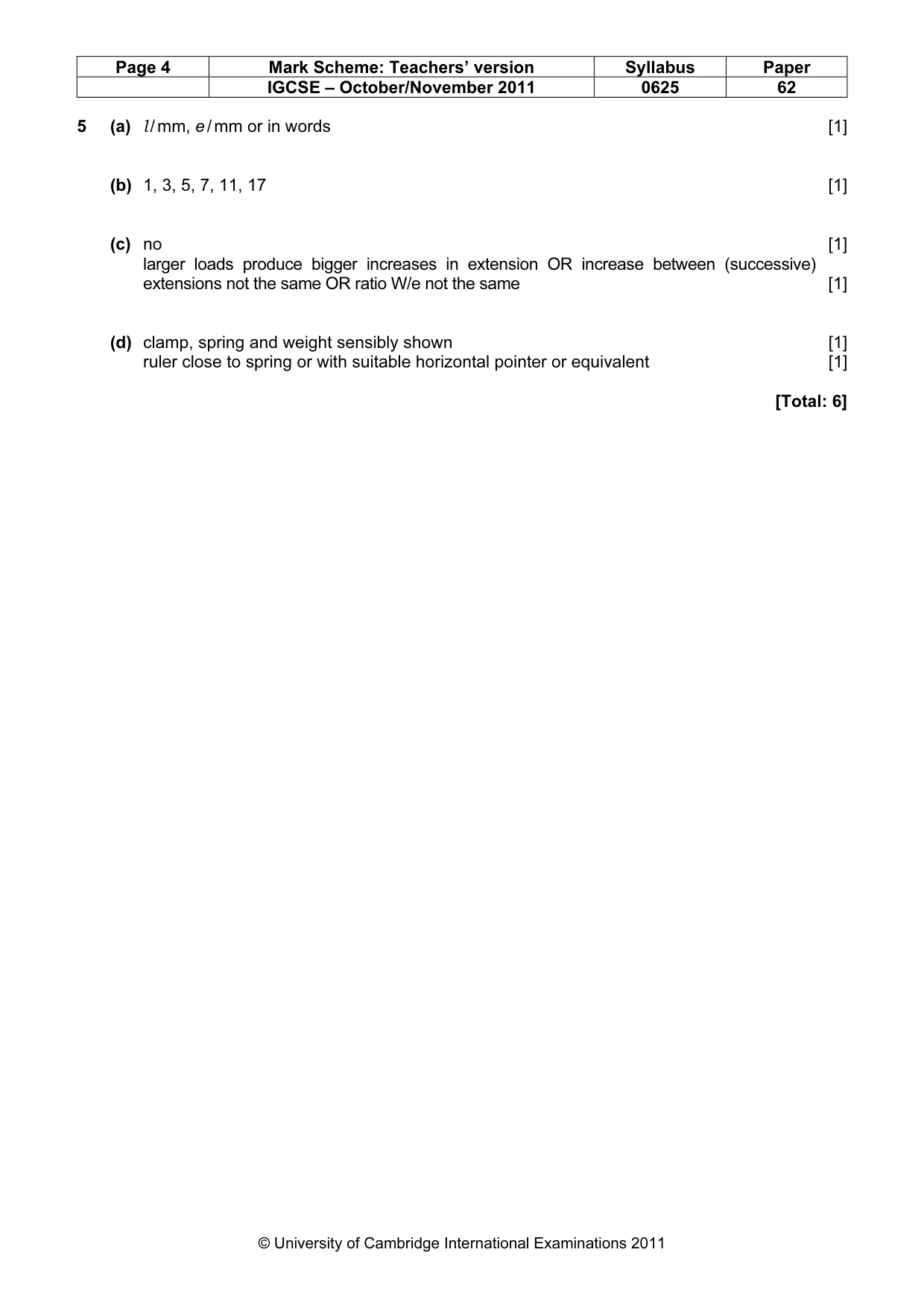 Mark scheme, page 4 of 4