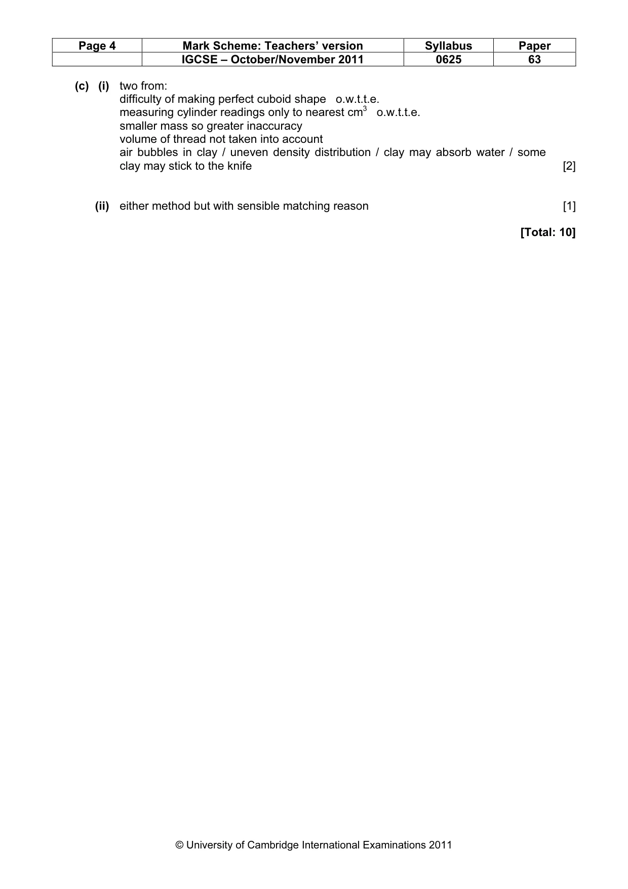 Mark scheme, page 4 of 4