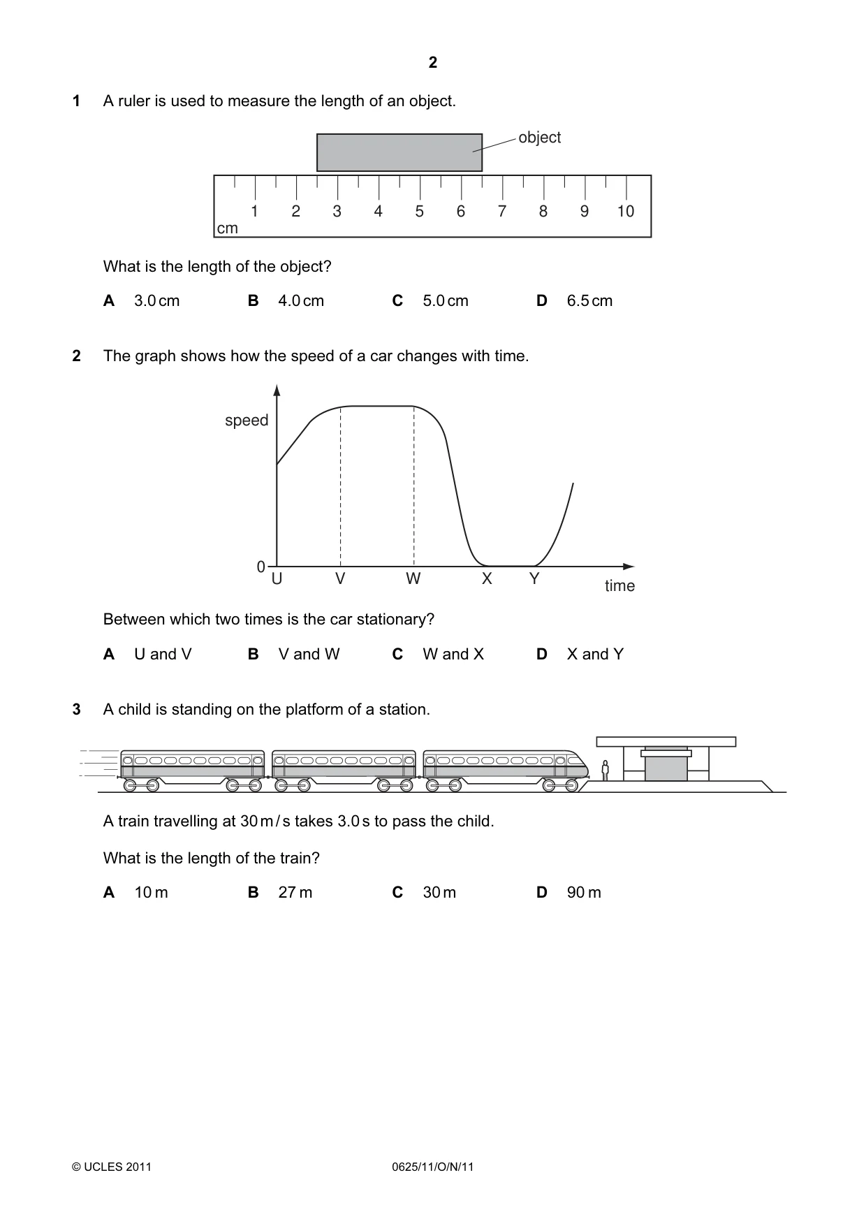 Cambridge IGCSE Physics 0625 2011 Oct/Nov Paper 1 · Variant 1 question paper, page 2 of 20