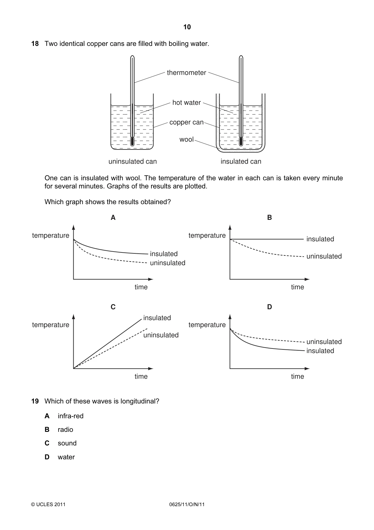 Cambridge IGCSE Physics 0625 2011 Oct/Nov Paper 1 · Variant 1 question paper, page 10 of 20