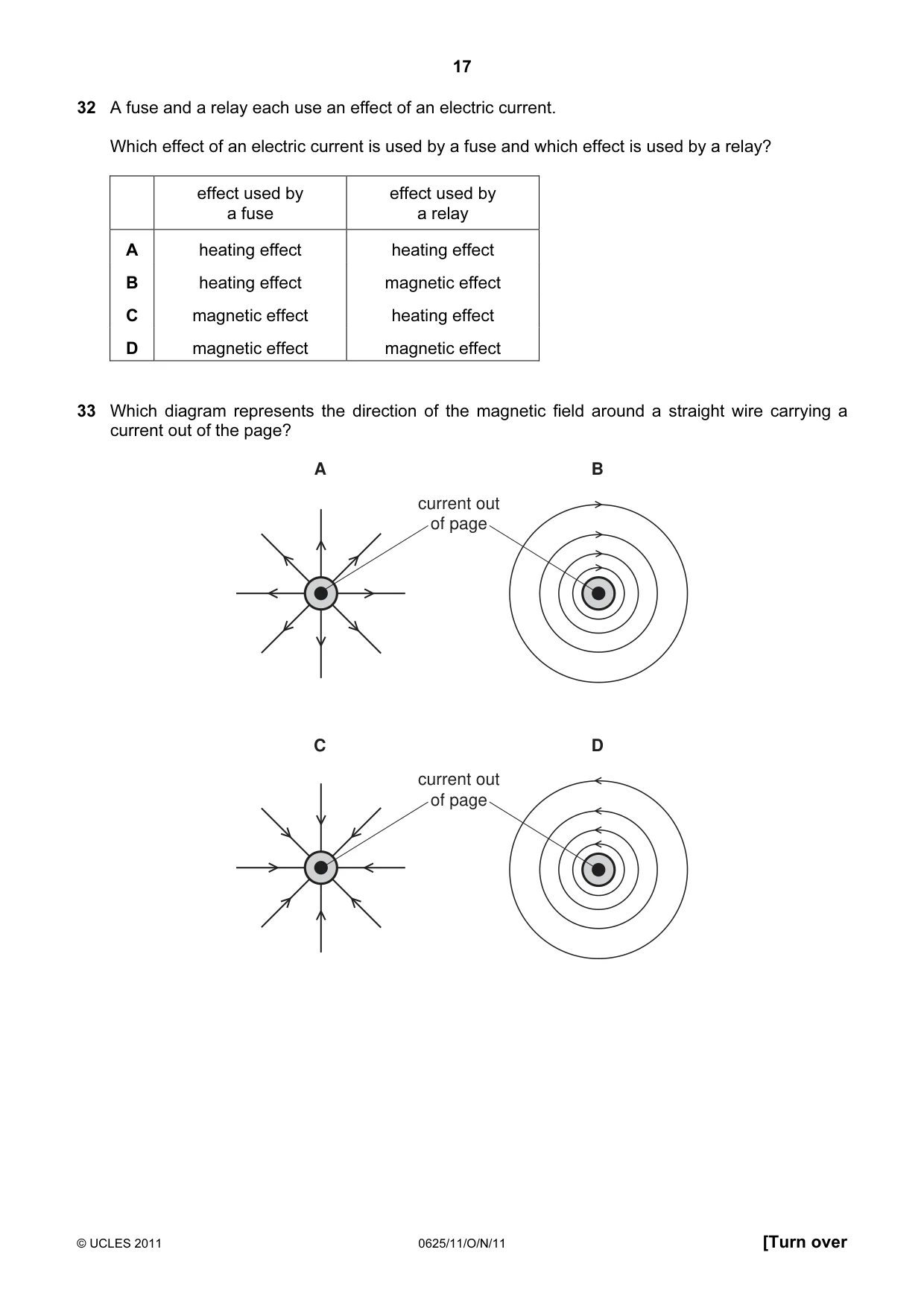 Cambridge IGCSE Physics 0625 2011 Oct/Nov Paper 1 · Variant 1 question paper, page 17 of 20