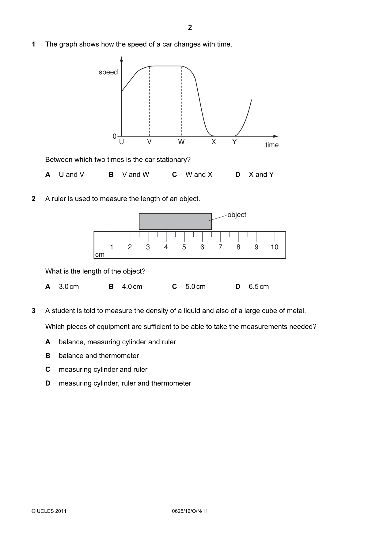 Cambridge IGCSE Physics 0625 2011 Oct/Nov Paper 1 · Variant 2 question paper, page 2 of 24
