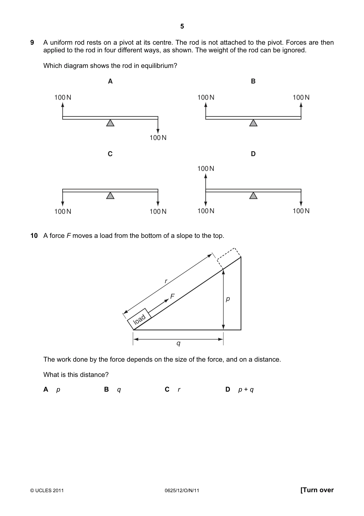 Cambridge IGCSE Physics 0625 2011 Oct/Nov Paper 1 · Variant 2 question paper, page 5 of 24