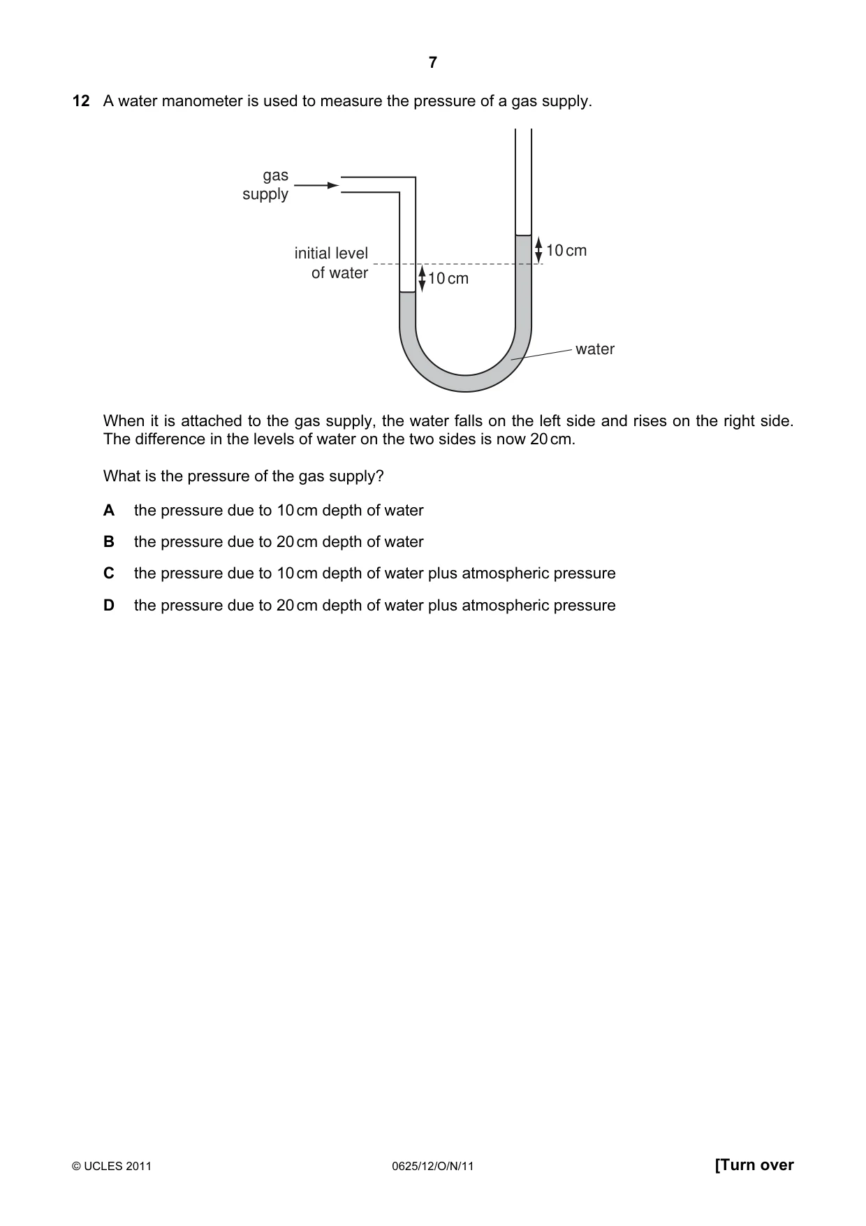 Cambridge IGCSE Physics 0625 2011 Oct/Nov Paper 1 · Variant 2 question paper, page 7 of 24