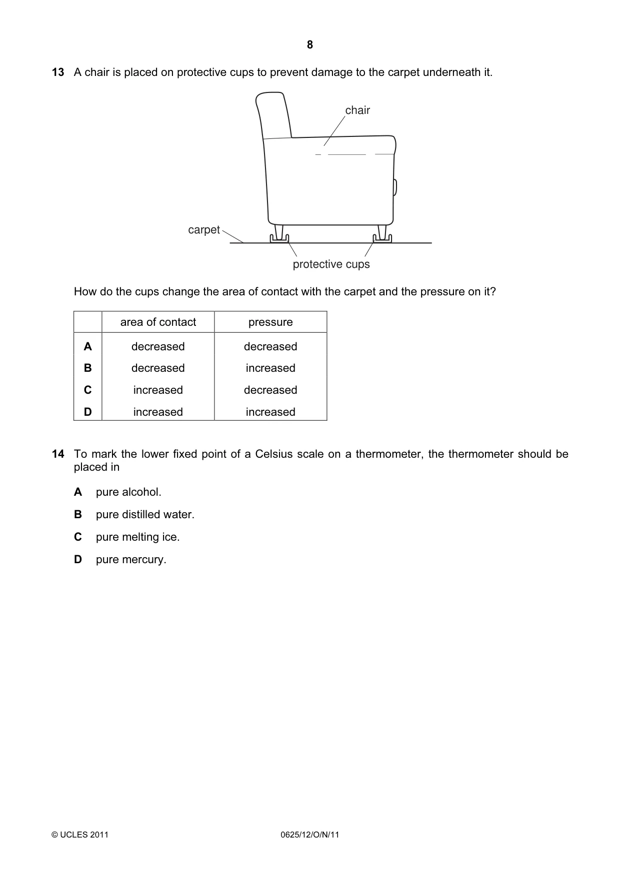 Cambridge IGCSE Physics 0625 2011 Oct/Nov Paper 1 · Variant 2 question paper, page 8 of 24