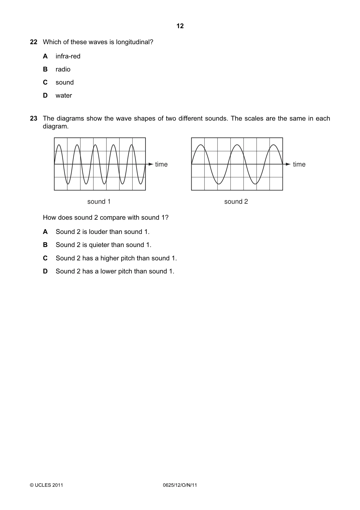 Cambridge IGCSE Physics 0625 2011 Oct/Nov Paper 1 · Variant 2 question paper, page 12 of 24