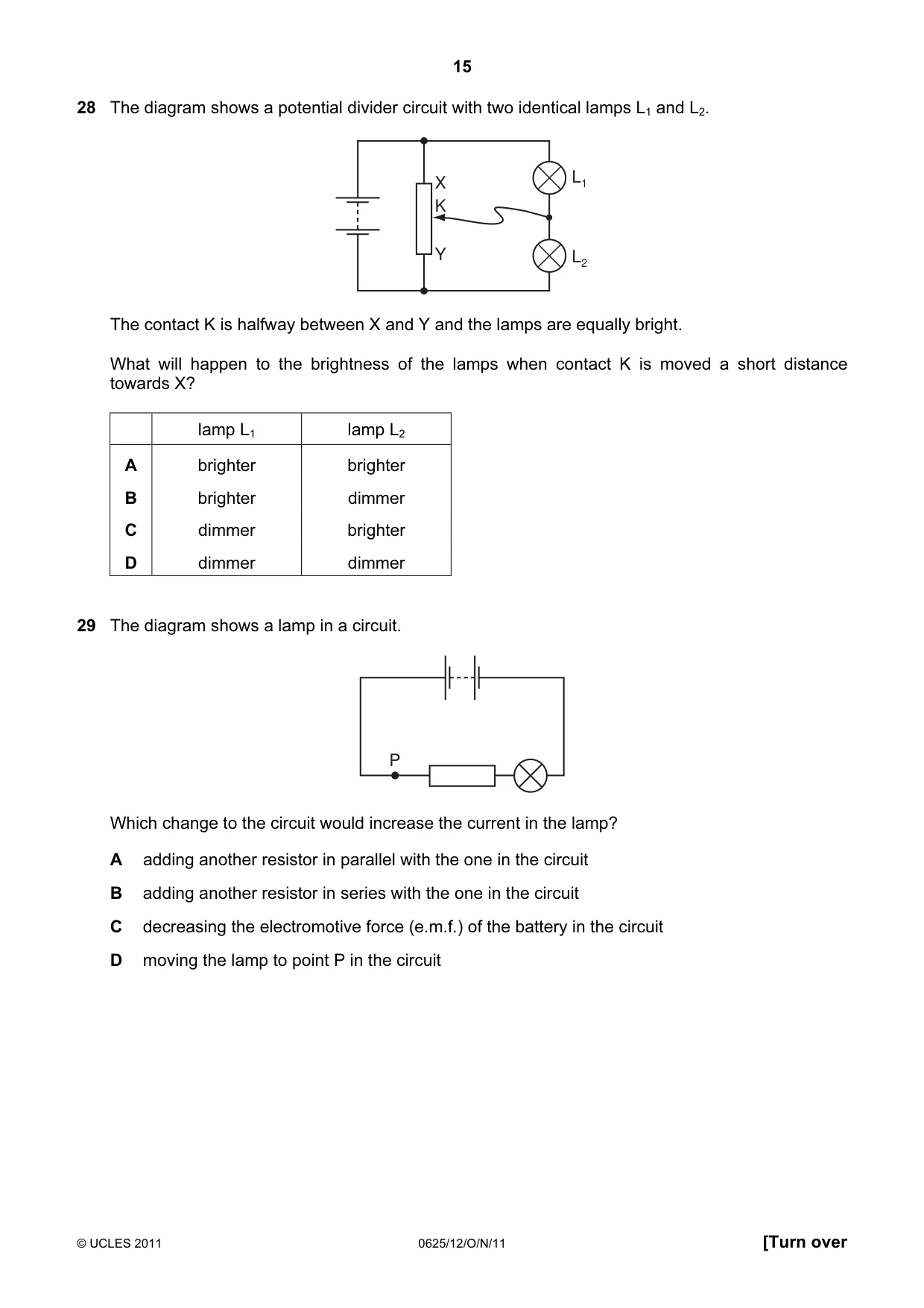 Cambridge IGCSE Physics 0625 2011 Oct/Nov Paper 1 · Variant 2 question paper, page 15 of 24