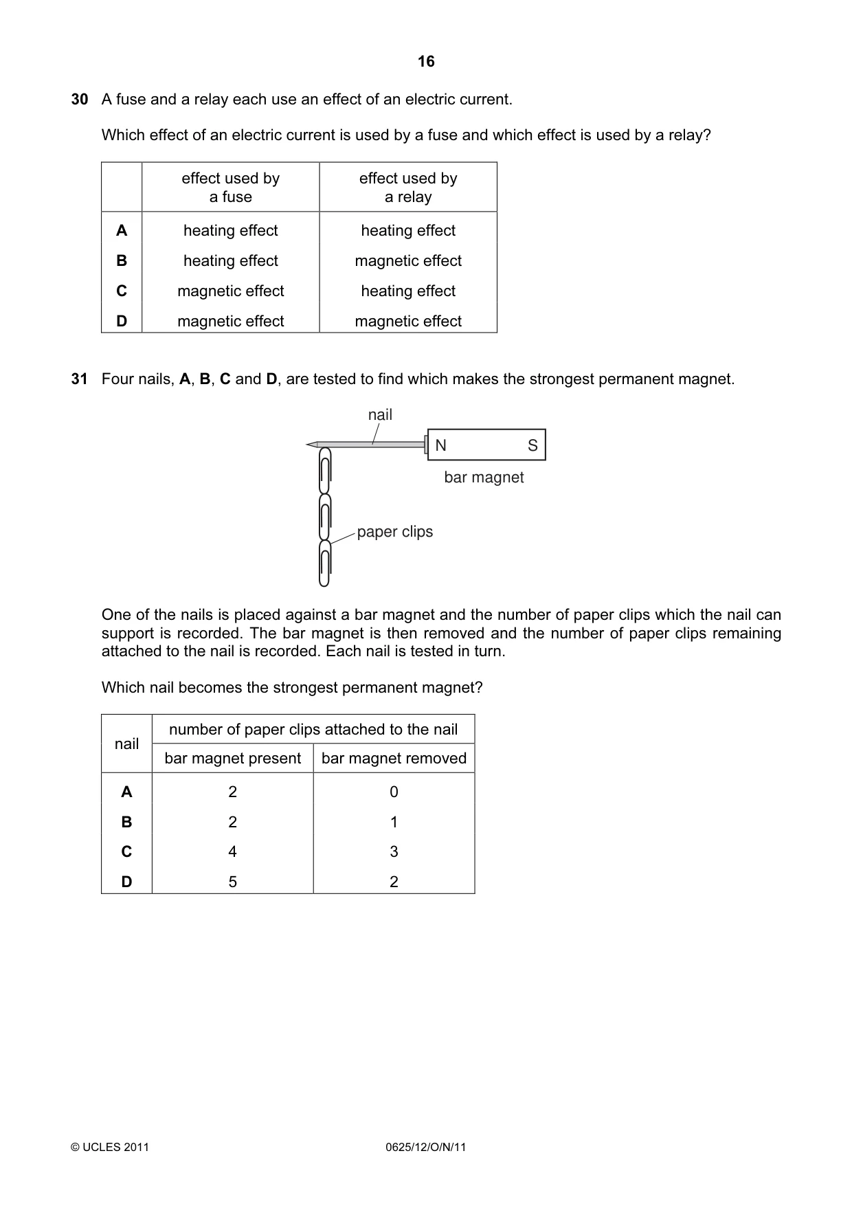 Cambridge IGCSE Physics 0625 2011 Oct/Nov Paper 1 · Variant 2 question paper, page 16 of 24