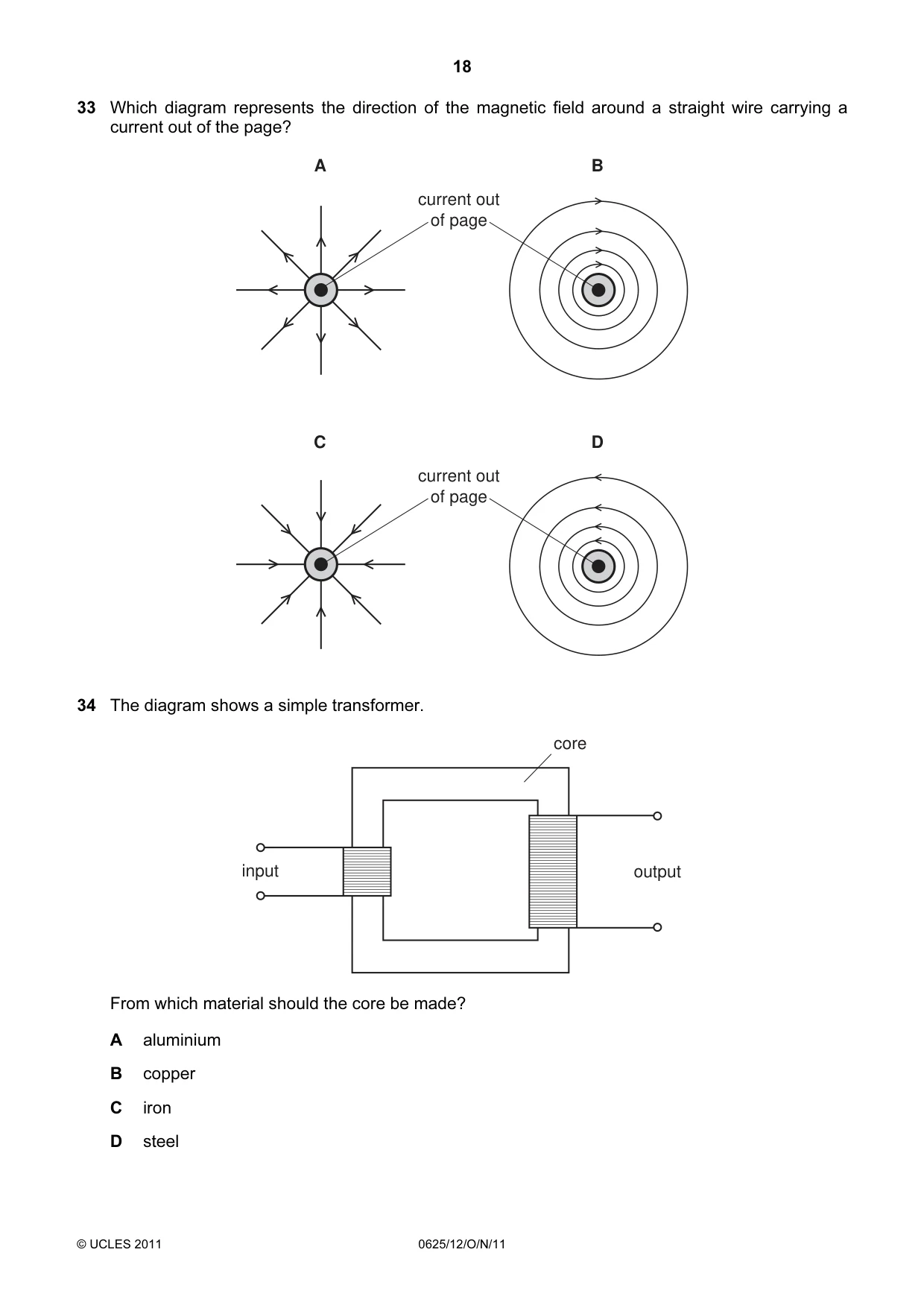 Cambridge IGCSE Physics 0625 2011 Oct/Nov Paper 1 · Variant 2 question paper, page 18 of 24