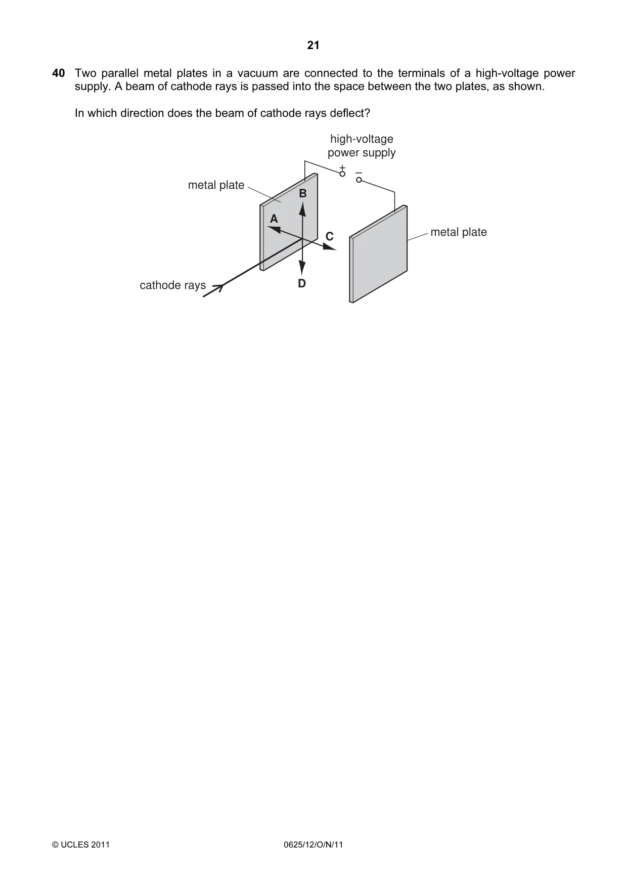Cambridge IGCSE Physics 0625 2011 Oct/Nov Paper 1 · Variant 2 question paper, page 21 of 24