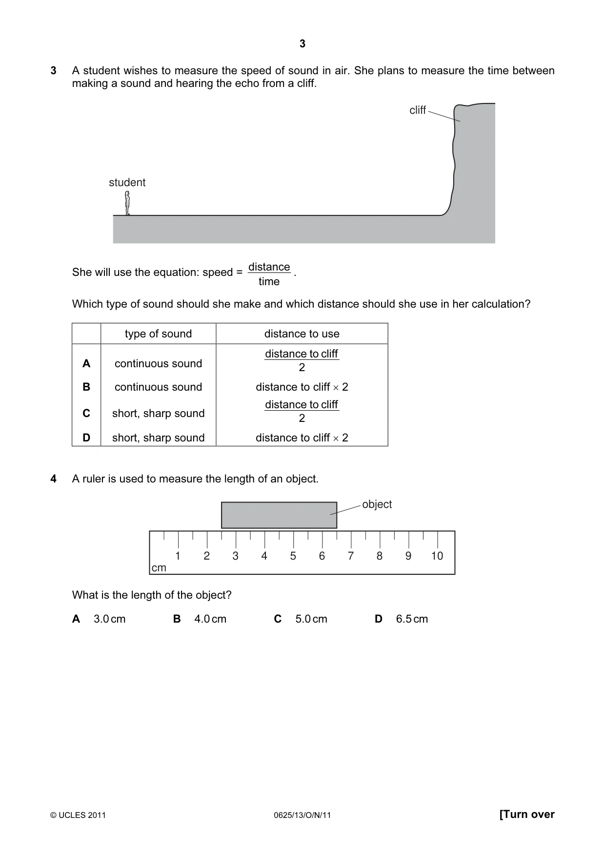 Cambridge IGCSE Physics 0625 2011 Oct/Nov Paper 1 · Variant 3 question paper, page 3 of 24