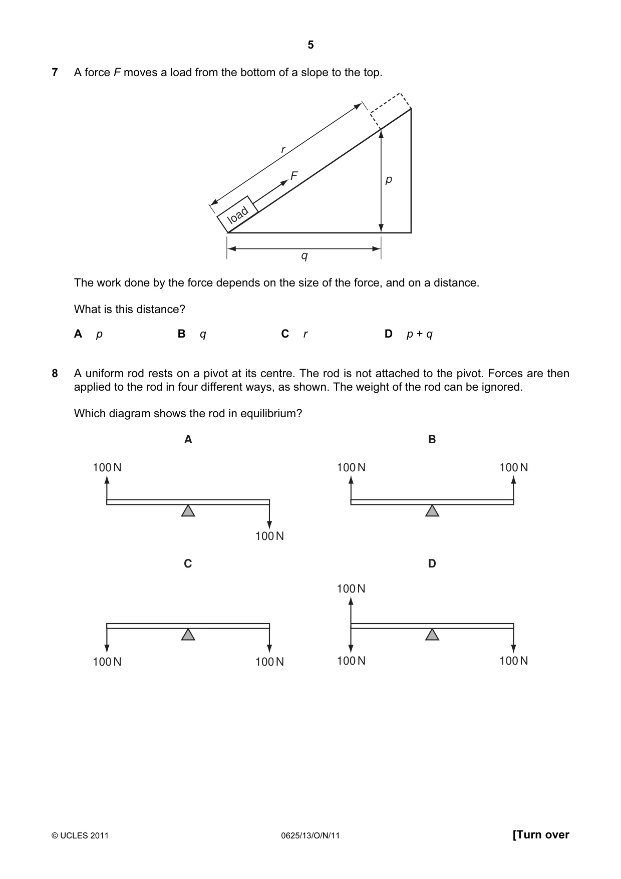 Cambridge IGCSE Physics 0625 2011 Oct/Nov Paper 1 · Variant 3 question paper, page 5 of 24