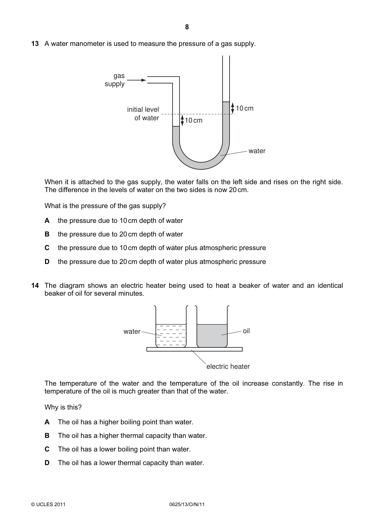 Cambridge IGCSE Physics 0625 2011 Oct/Nov Paper 1 · Variant 3 question paper, page 8 of 24
