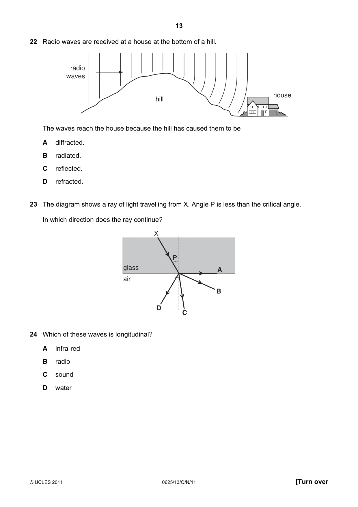 Cambridge IGCSE Physics 0625 2011 Oct/Nov Paper 1 · Variant 3 question paper, page 13 of 24