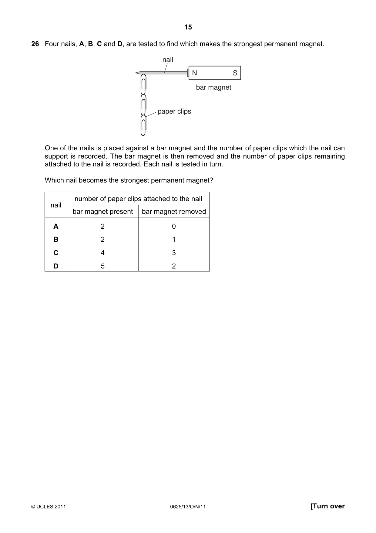 Cambridge IGCSE Physics 0625 2011 Oct/Nov Paper 1 · Variant 3 question paper, page 15 of 24