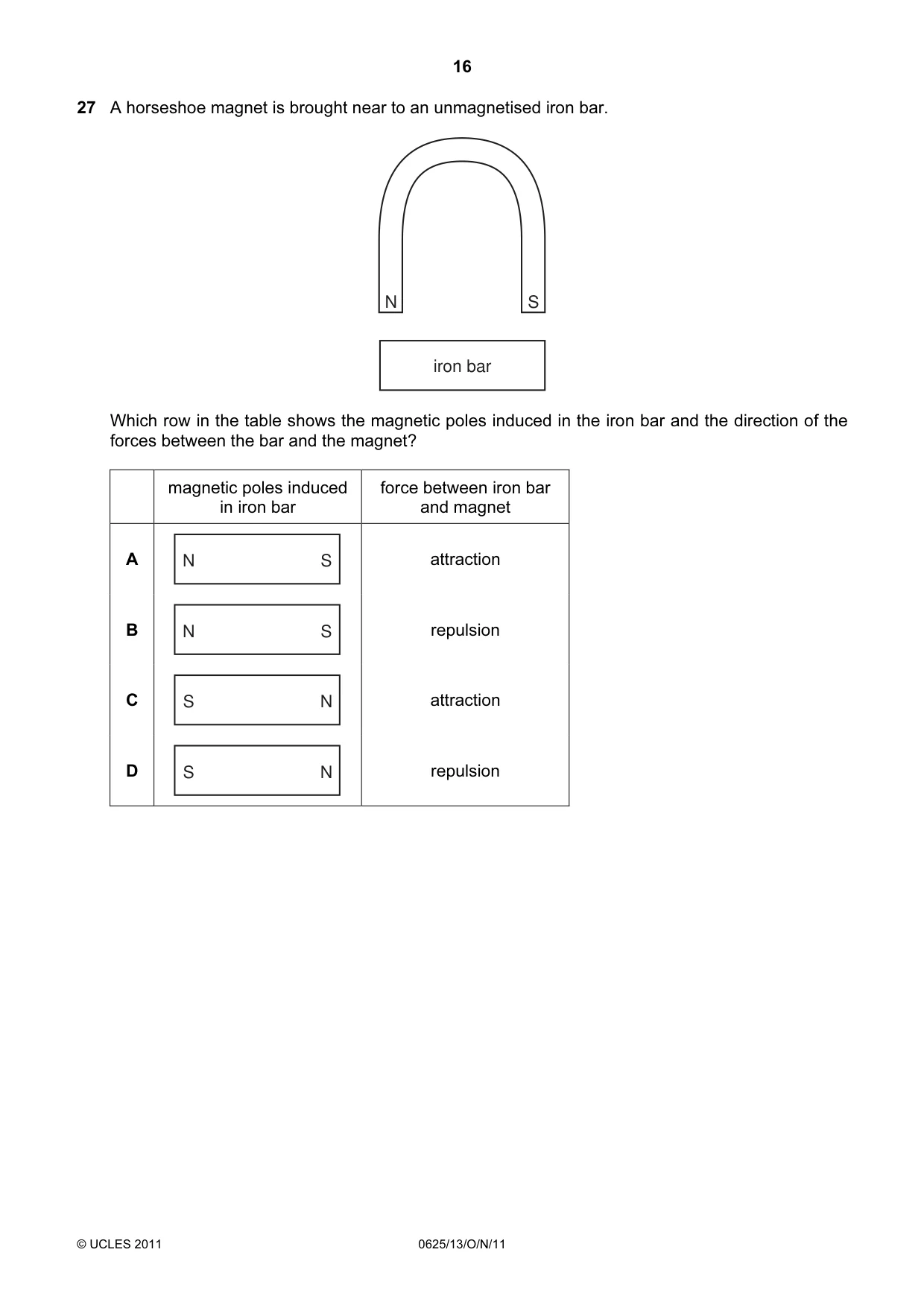 Cambridge IGCSE Physics 0625 2011 Oct/Nov Paper 1 · Variant 3 question paper, page 16 of 24