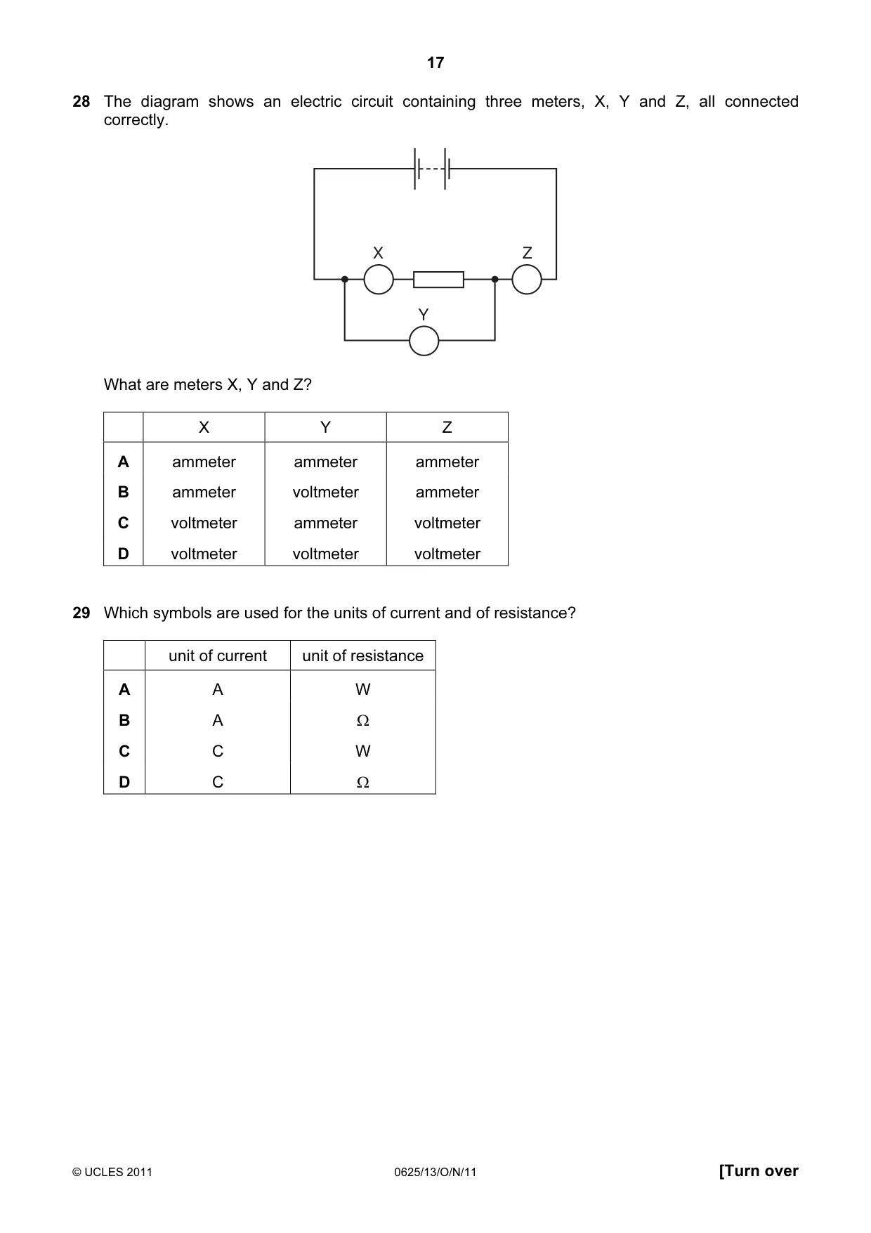 Cambridge IGCSE Physics 0625 2011 Oct/Nov Paper 1 · Variant 3 question paper, page 17 of 24