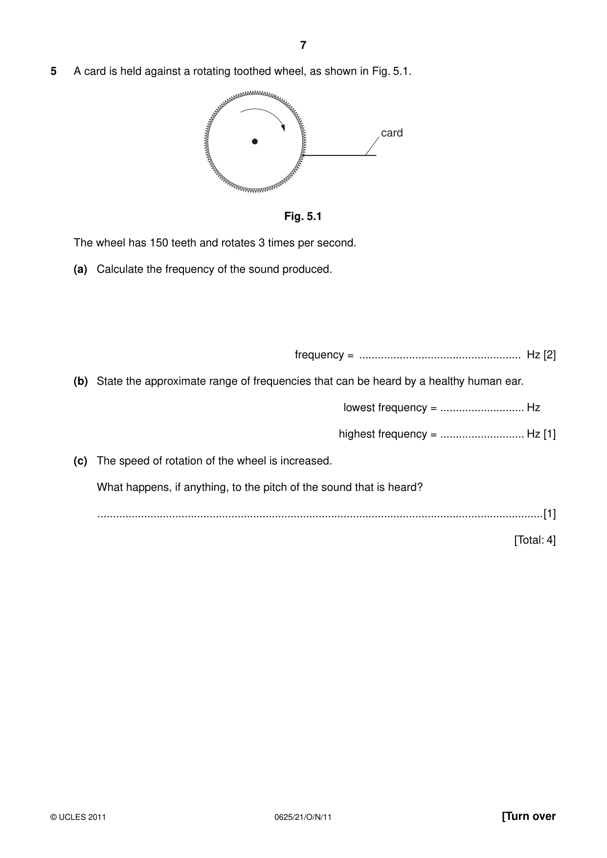 Cambridge IGCSE Physics 0625 2011 Oct/Nov Paper 2 · Variant 1 question paper, page 7 of 16