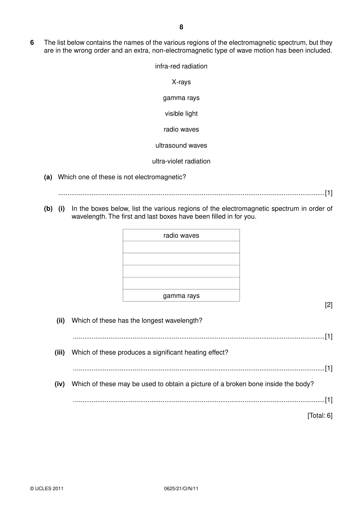 Cambridge IGCSE Physics 0625 2011 Oct/Nov Paper 2 · Variant 1 question paper, page 8 of 16