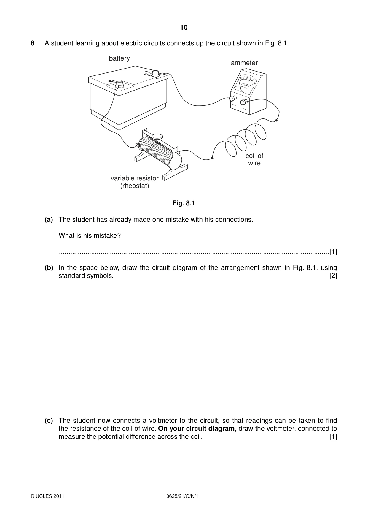 Cambridge IGCSE Physics 0625 2011 Oct/Nov Paper 2 · Variant 1 question paper, page 10 of 16