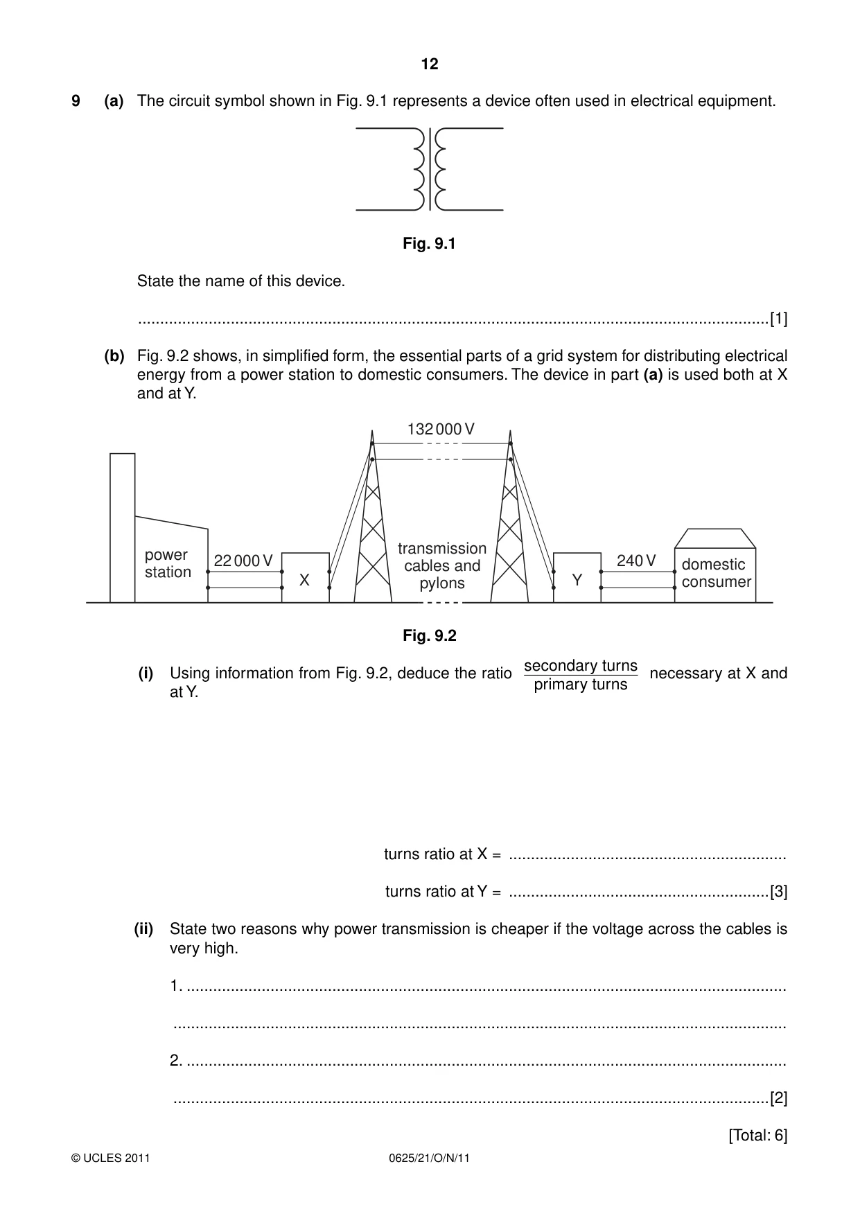 Cambridge IGCSE Physics 0625 2011 Oct/Nov Paper 2 · Variant 1 question paper, page 12 of 16