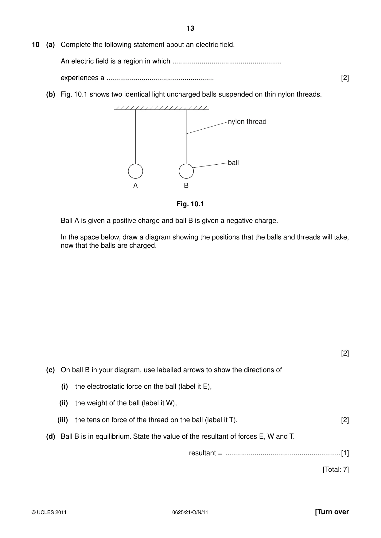 Cambridge IGCSE Physics 0625 2011 Oct/Nov Paper 2 · Variant 1 question paper, page 13 of 16
