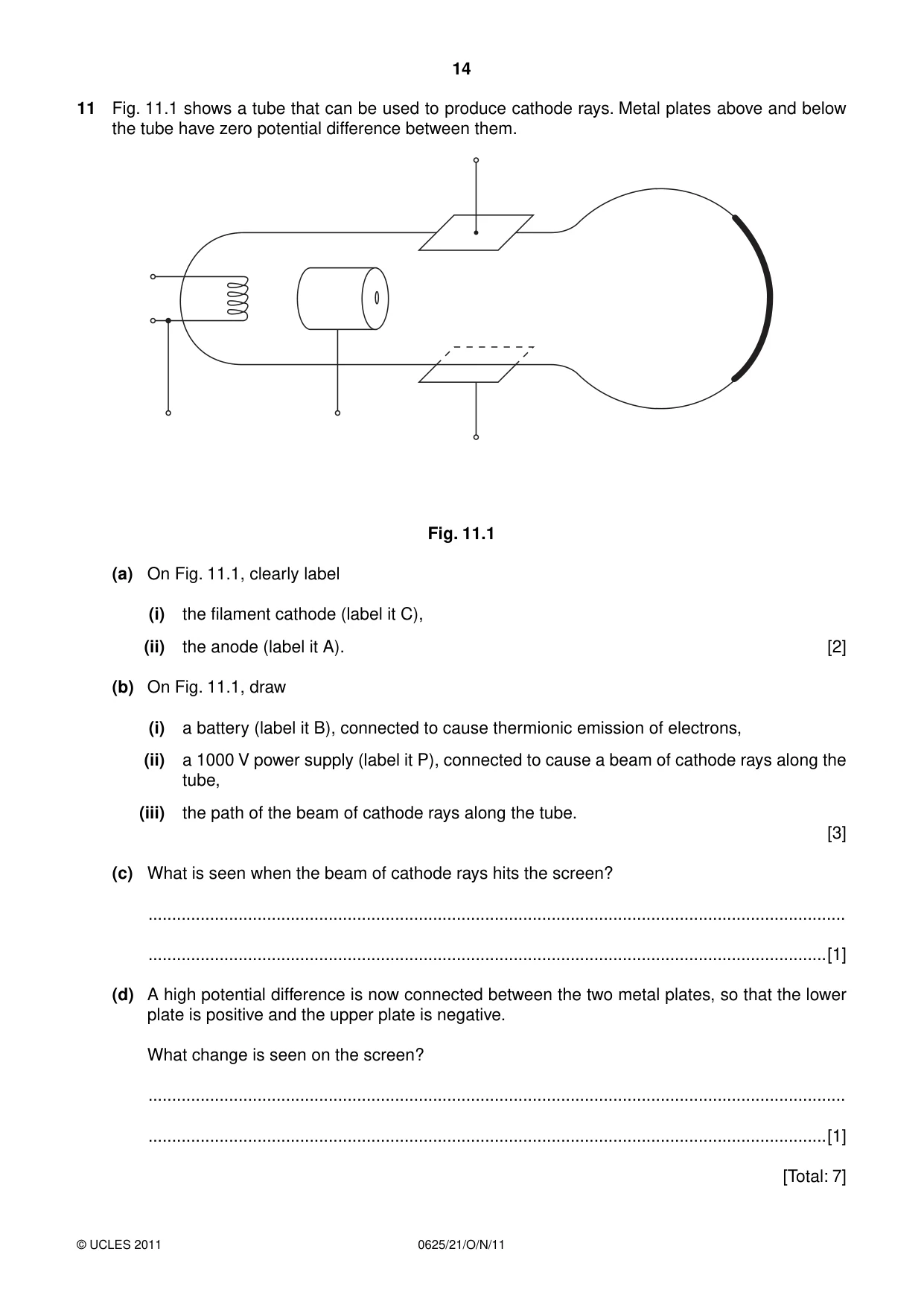 Cambridge IGCSE Physics 0625 2011 Oct/Nov Paper 2 · Variant 1 question paper, page 14 of 16
