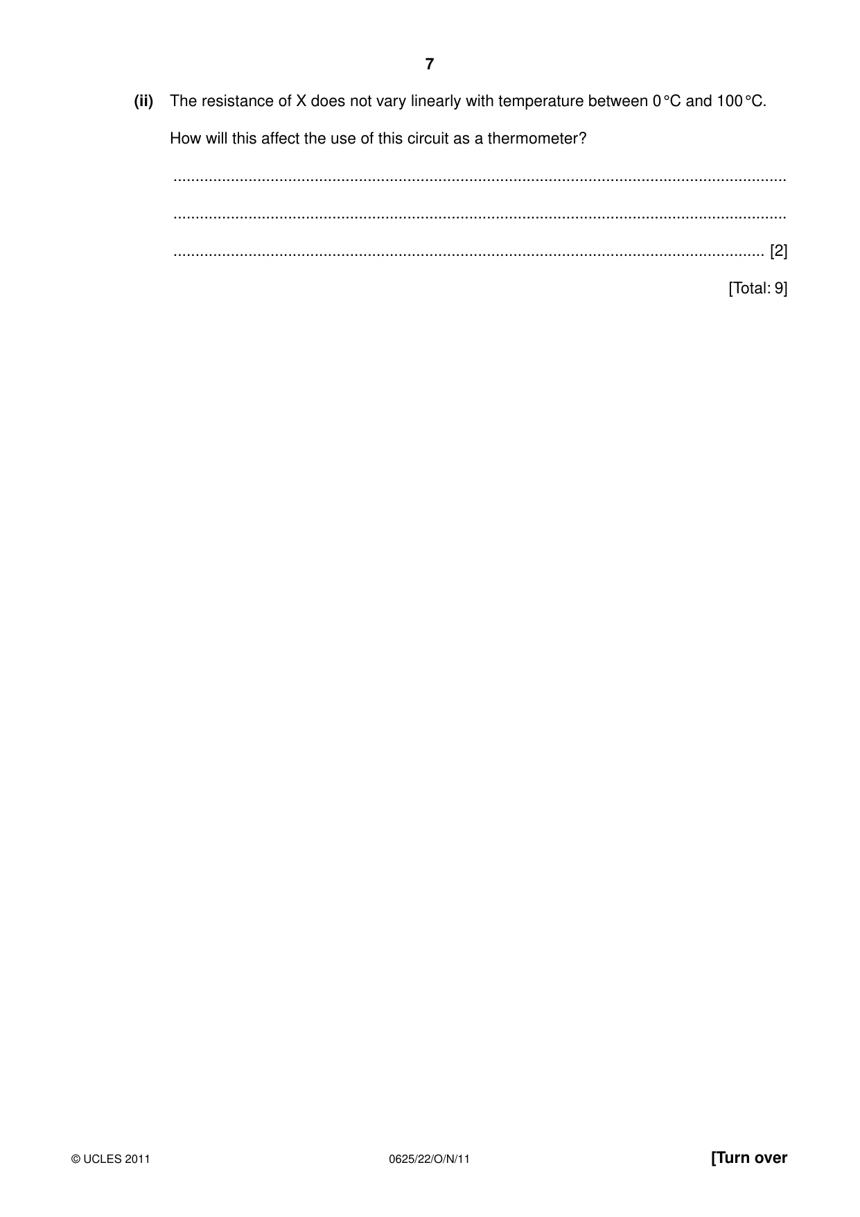 Cambridge IGCSE Physics 0625 2011 Oct/Nov Paper 2 · Variant 2 question paper, page 7 of 16